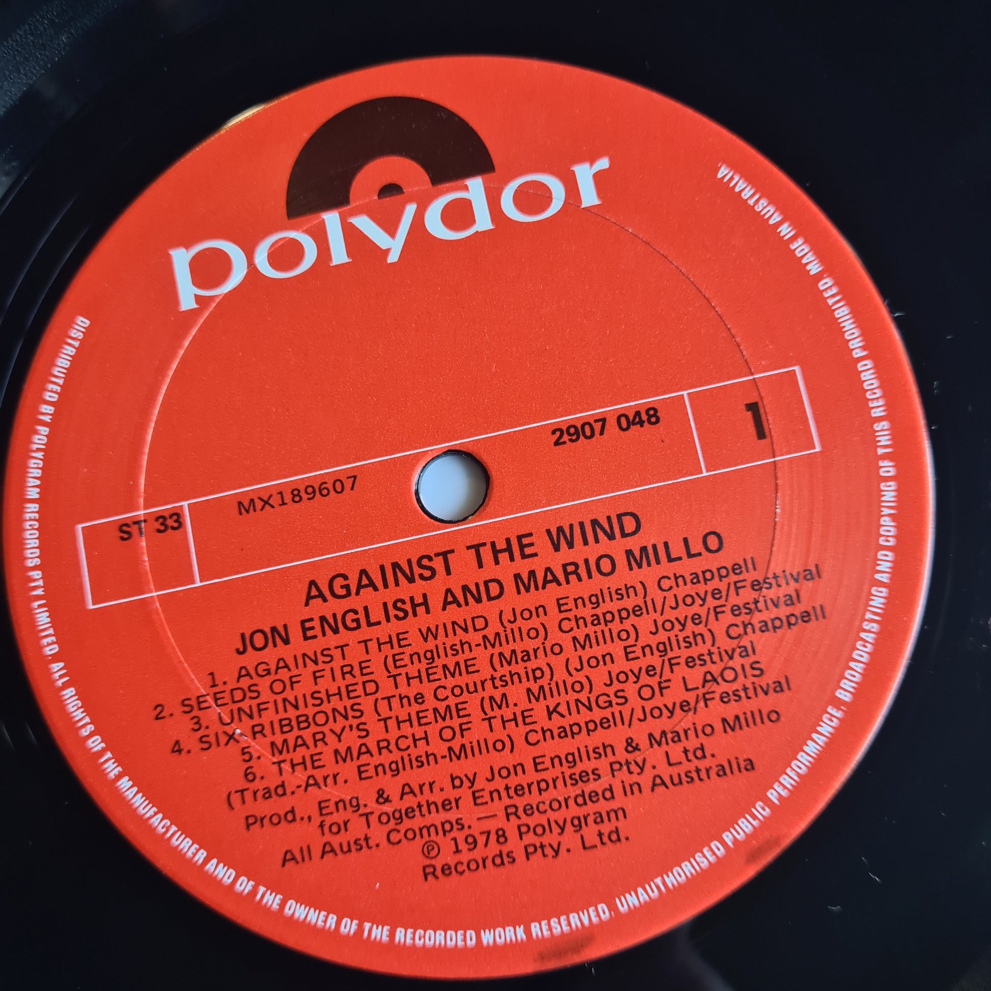 Jon English – Against The Wind: Original Soundtrack - 1978 - Vinyl Record LP - Sound Hound Records