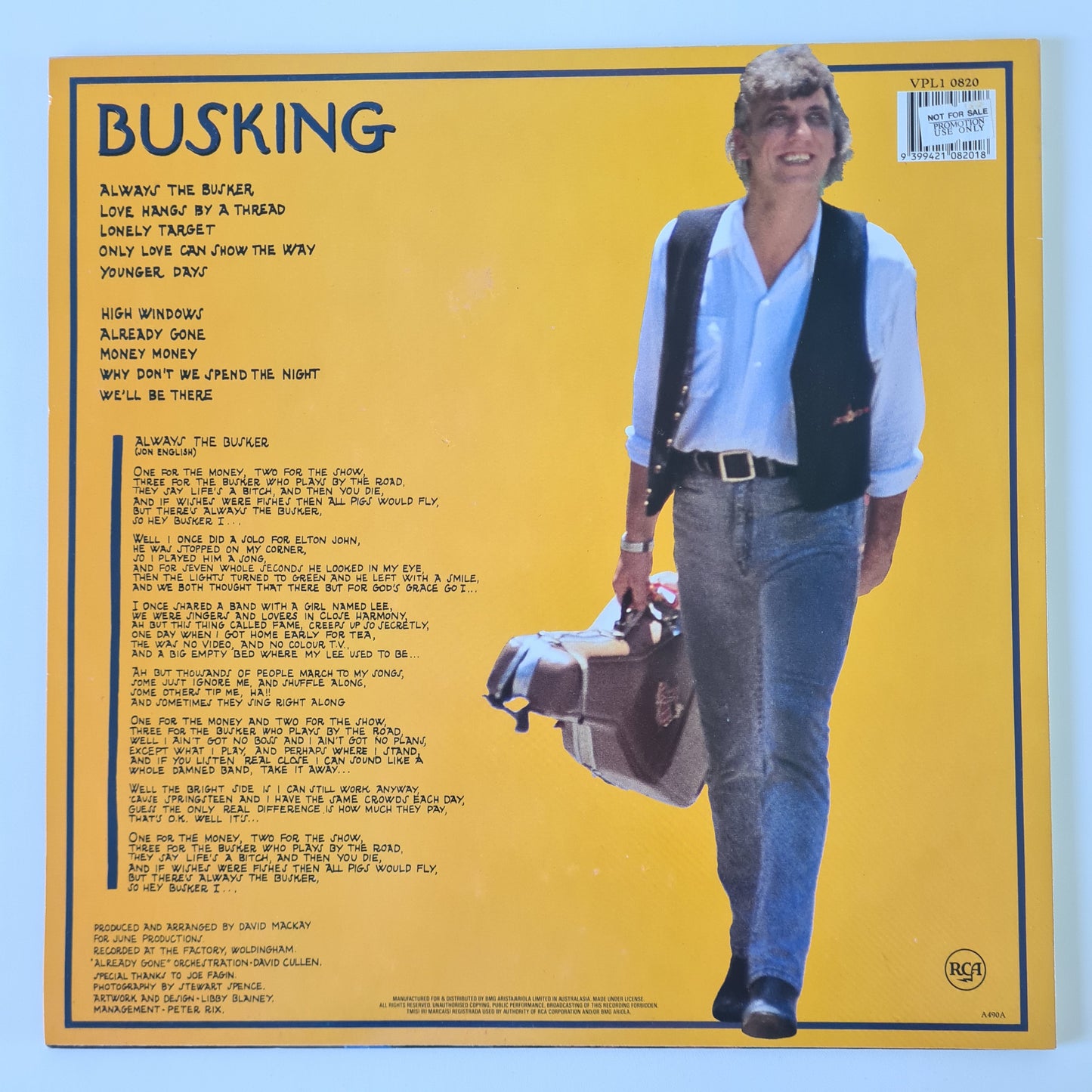 Jon English – Busking - 1989 - Vinyl Record LP (near mint) - Sound Hound Records