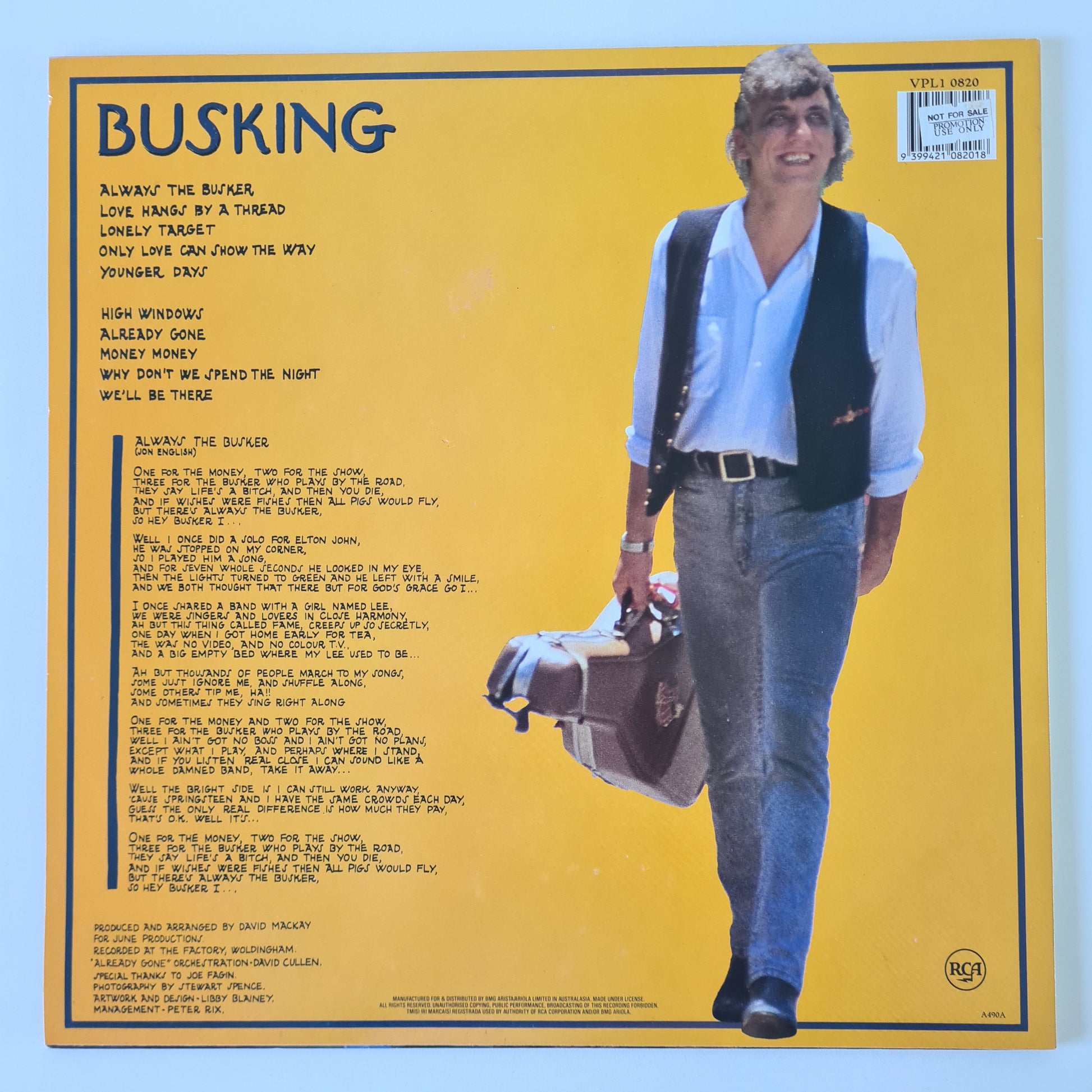 Jon English – Busking - 1989 - Vinyl Record LP (near mint) - Sound Hound Records