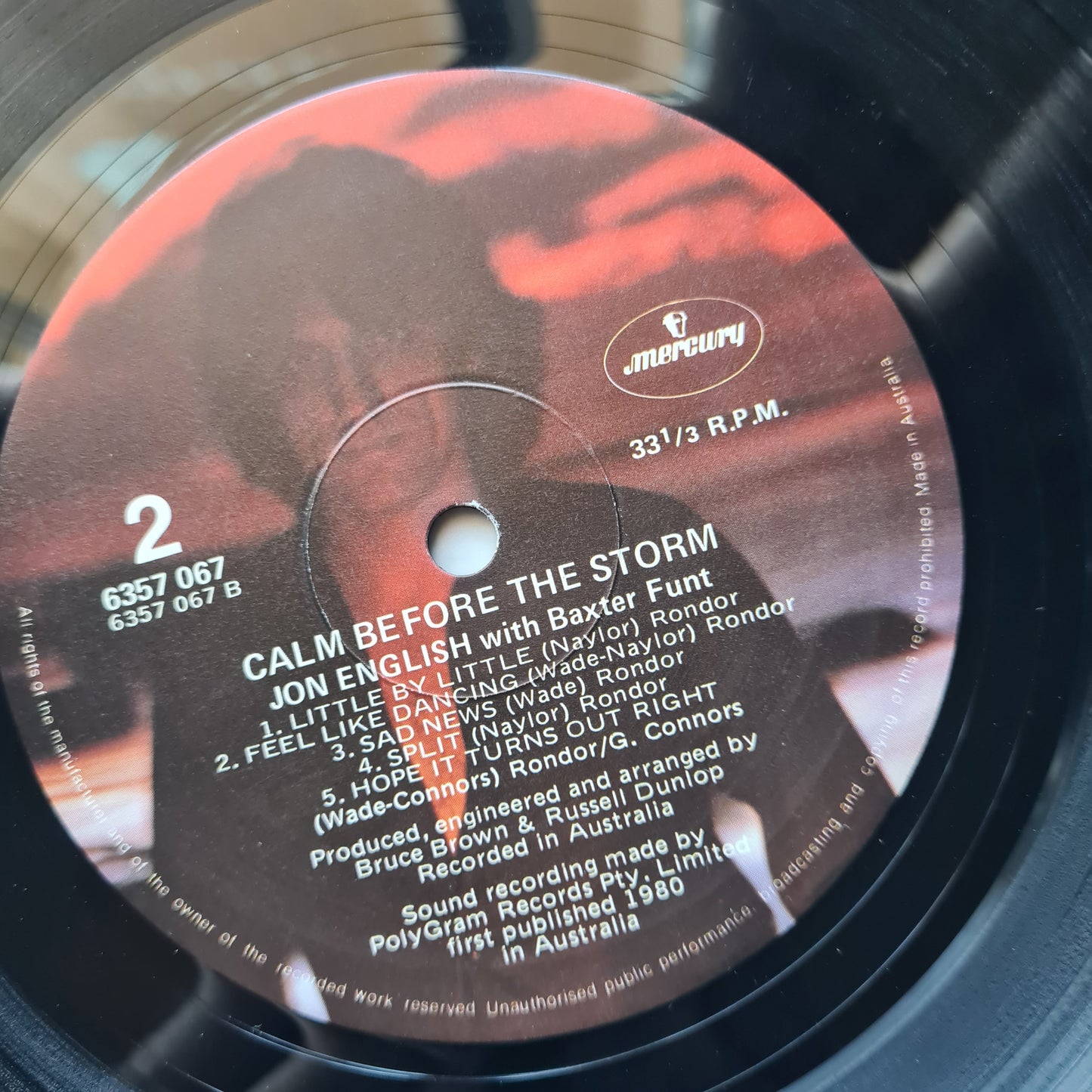 Jon English – Calm Before The Storm - 1980 - Vinyl Record LP (Excellent) - Sound Hound Records