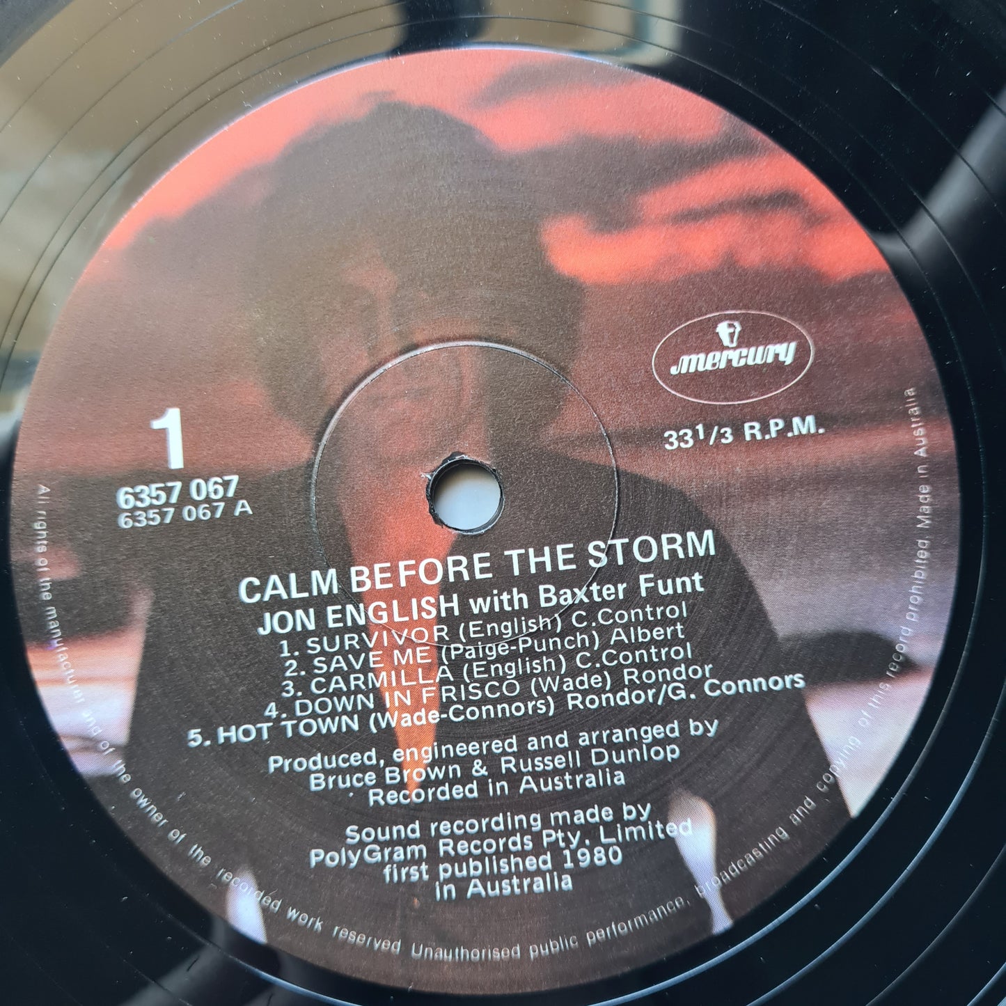 Jon English – Calm Before The Storm - 1980 - Vinyl Record LP (Excellent) - Sound Hound Records