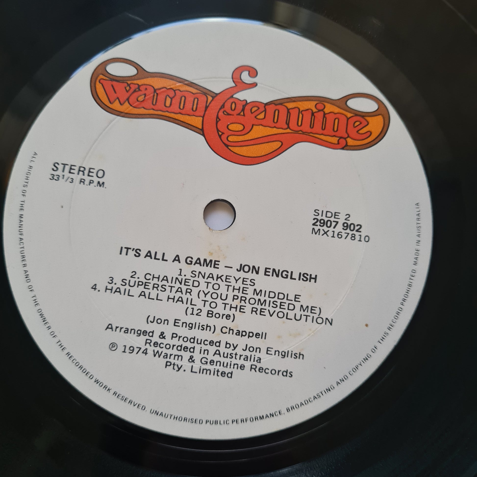 Jon English – It's All A Game - 1974 (Gatefold) - Vinyl Record LP - Sound Hound Records