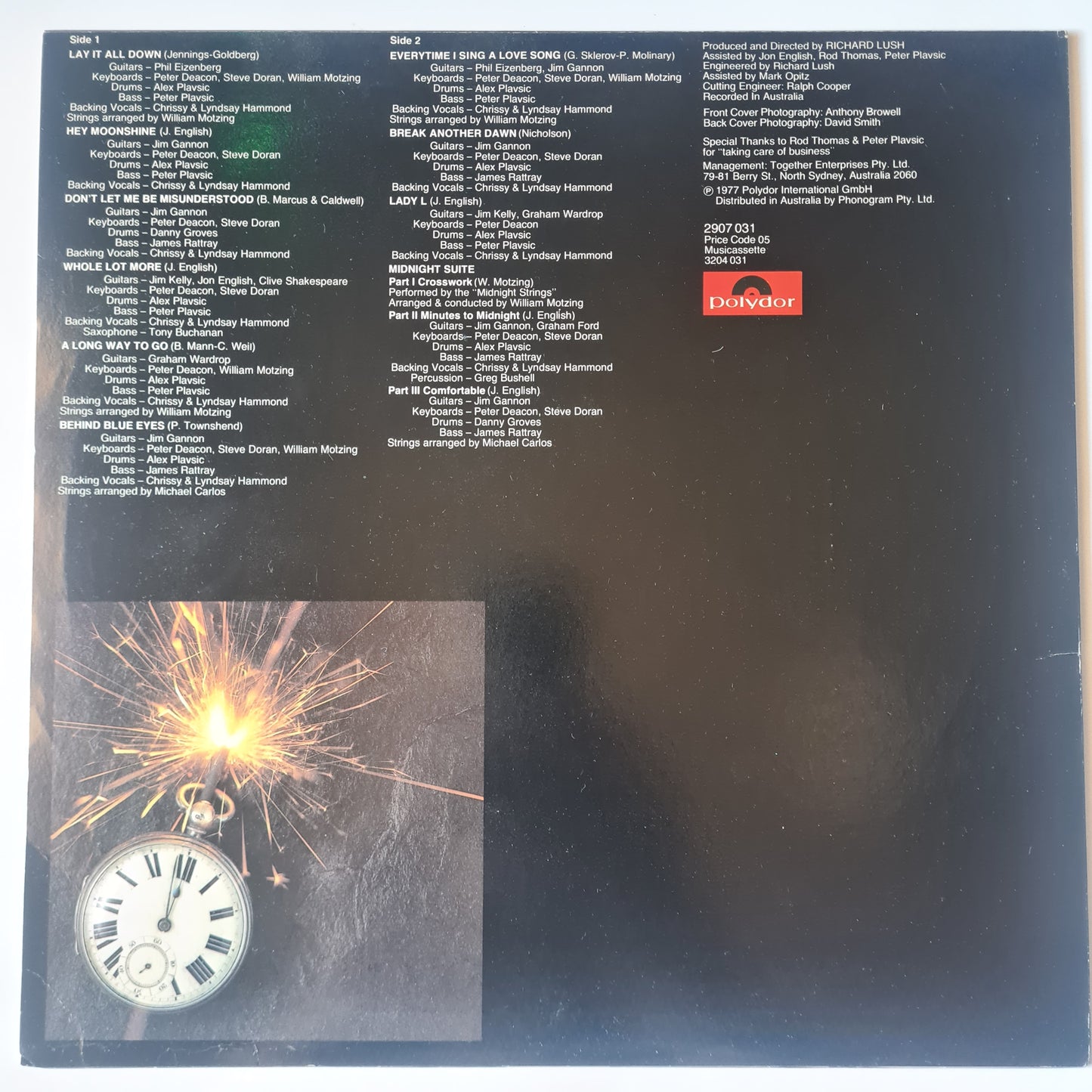 Jon English – Minutes To Midnight - 1977 - Vinyl Record LP - Sound Hound Records
