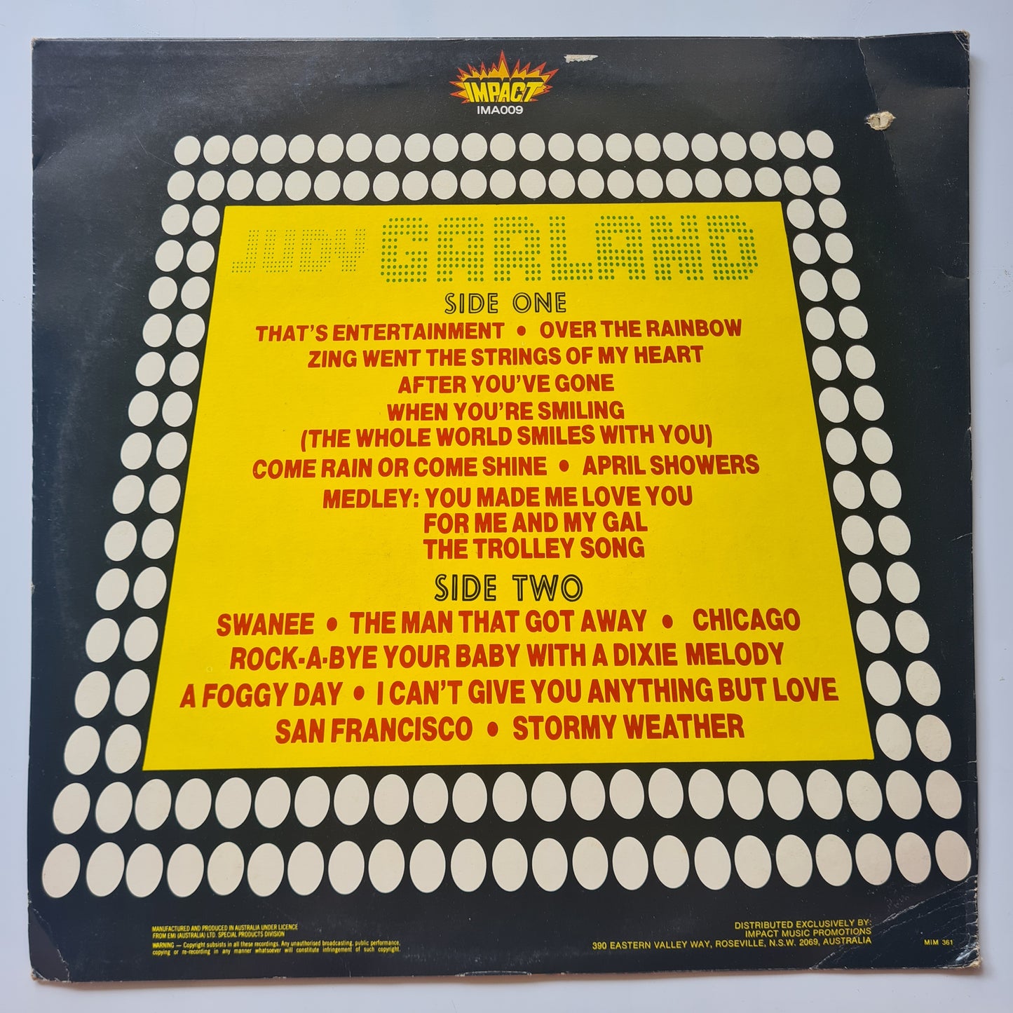 Judy Garland  – 18 Original Hits - 1970's MONO Australian Pressing - Vinyl Record LP - Sound Hound Records