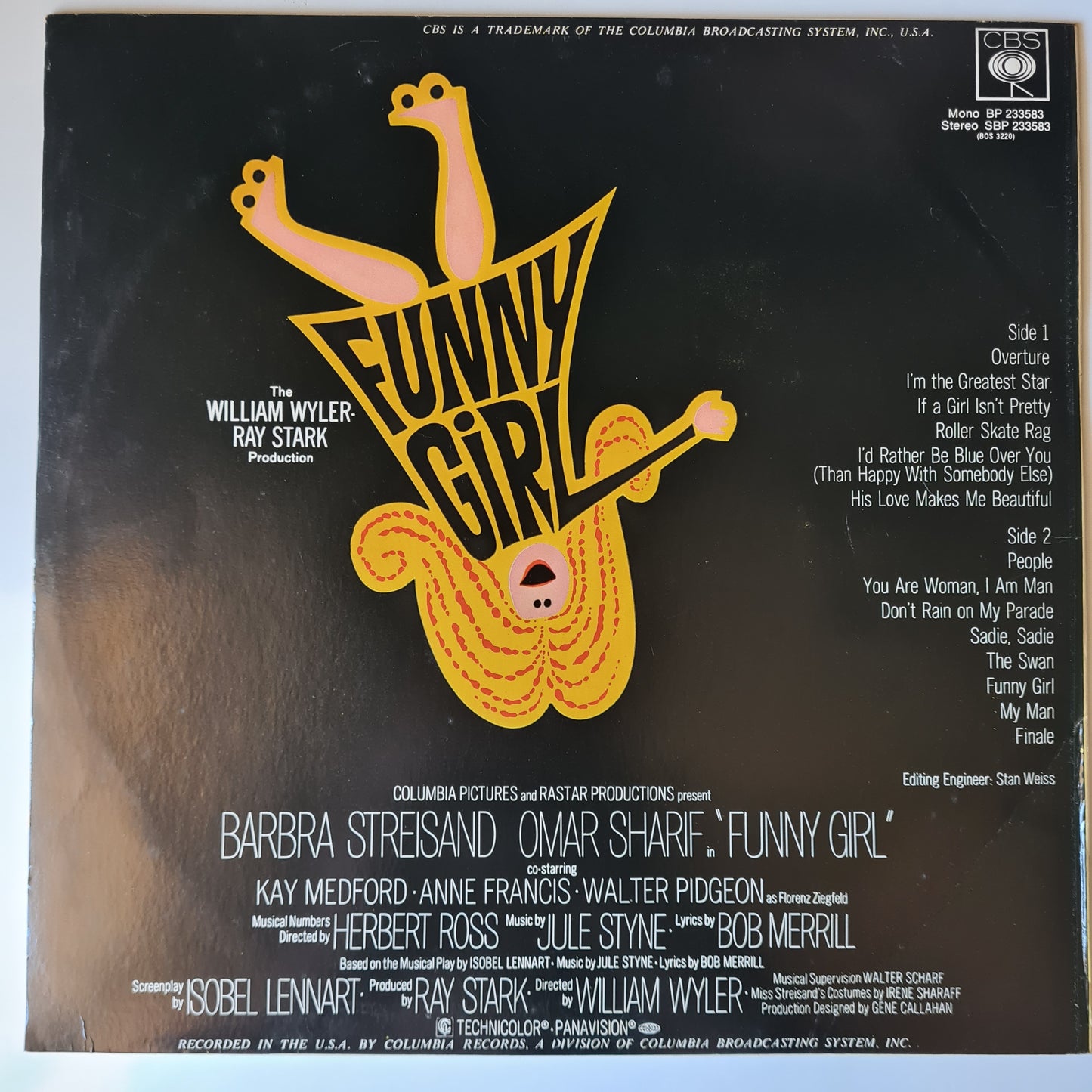 Jule Styne / Barbra Streisand / Omar Sharif – Funny Girl (The Original Sound Track Recording) - 1968 - Vinyl Record LP - Sound Hound Records