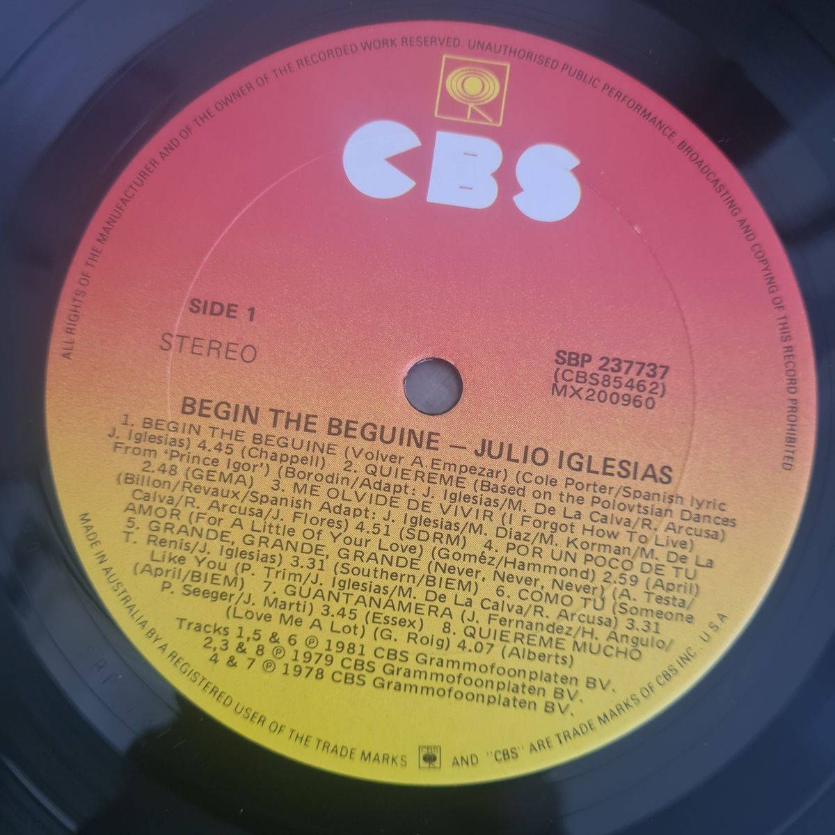 Julio Iglesias - Begin The Beguine - 1981 - Vinyl Record LP