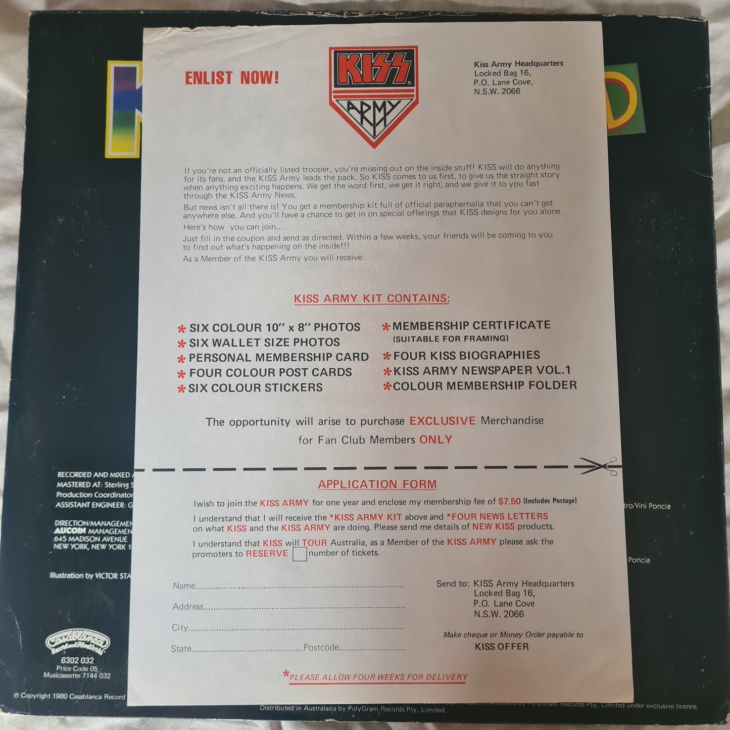 KISS - Unmasked - 1980 (Australian Pressing with Poster & KISS Army Form) - *RARE* Vinyl Record LP - Sound Hound Records
