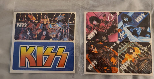 KISS AUCOIN MEMORABILIA 1980- x 2 Diamond Print Stickers original Australia only - Sound Hound Records