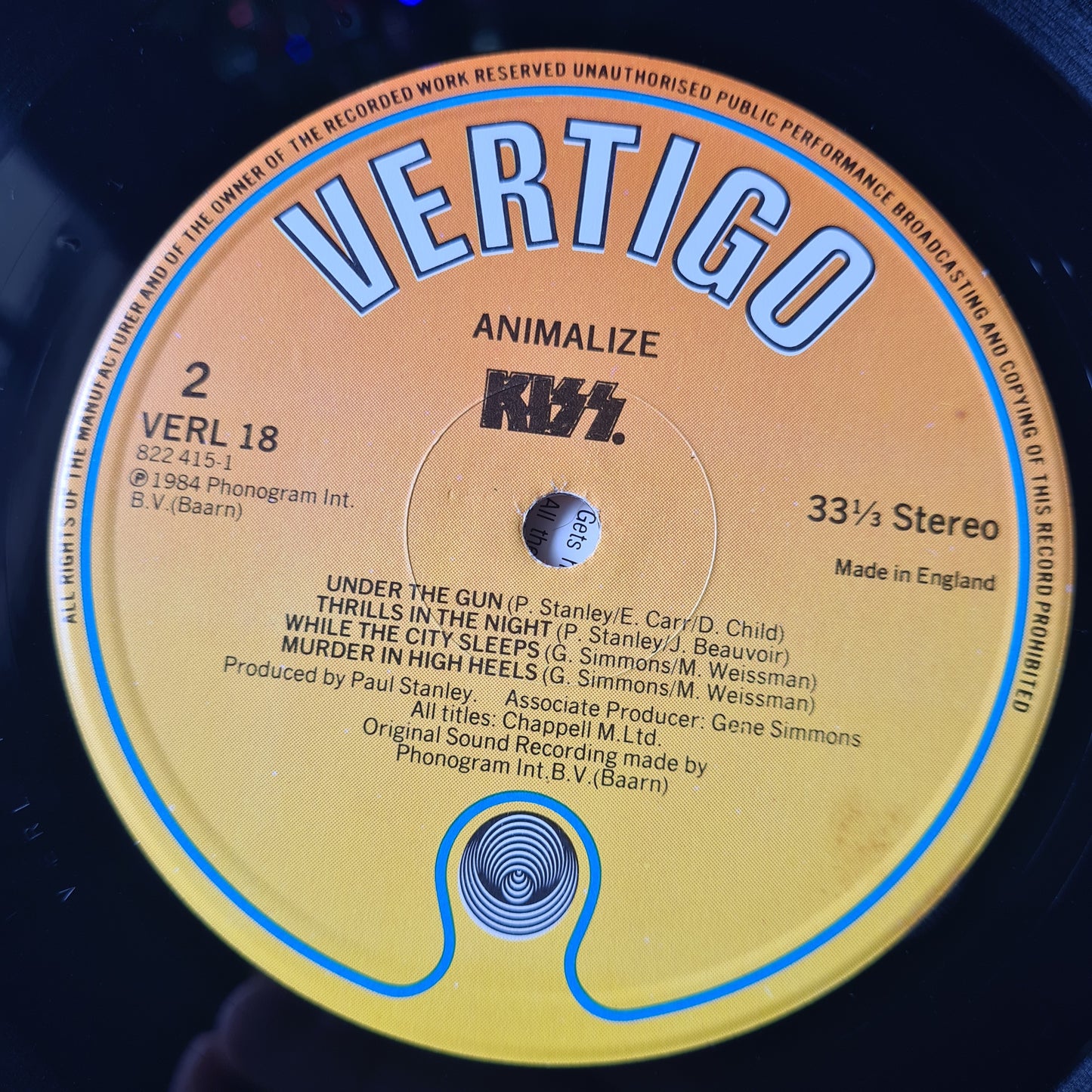 KISS – Animalize - 1984 UK pressing - Vinyl Record LP (near mint) - Sound Hound Records