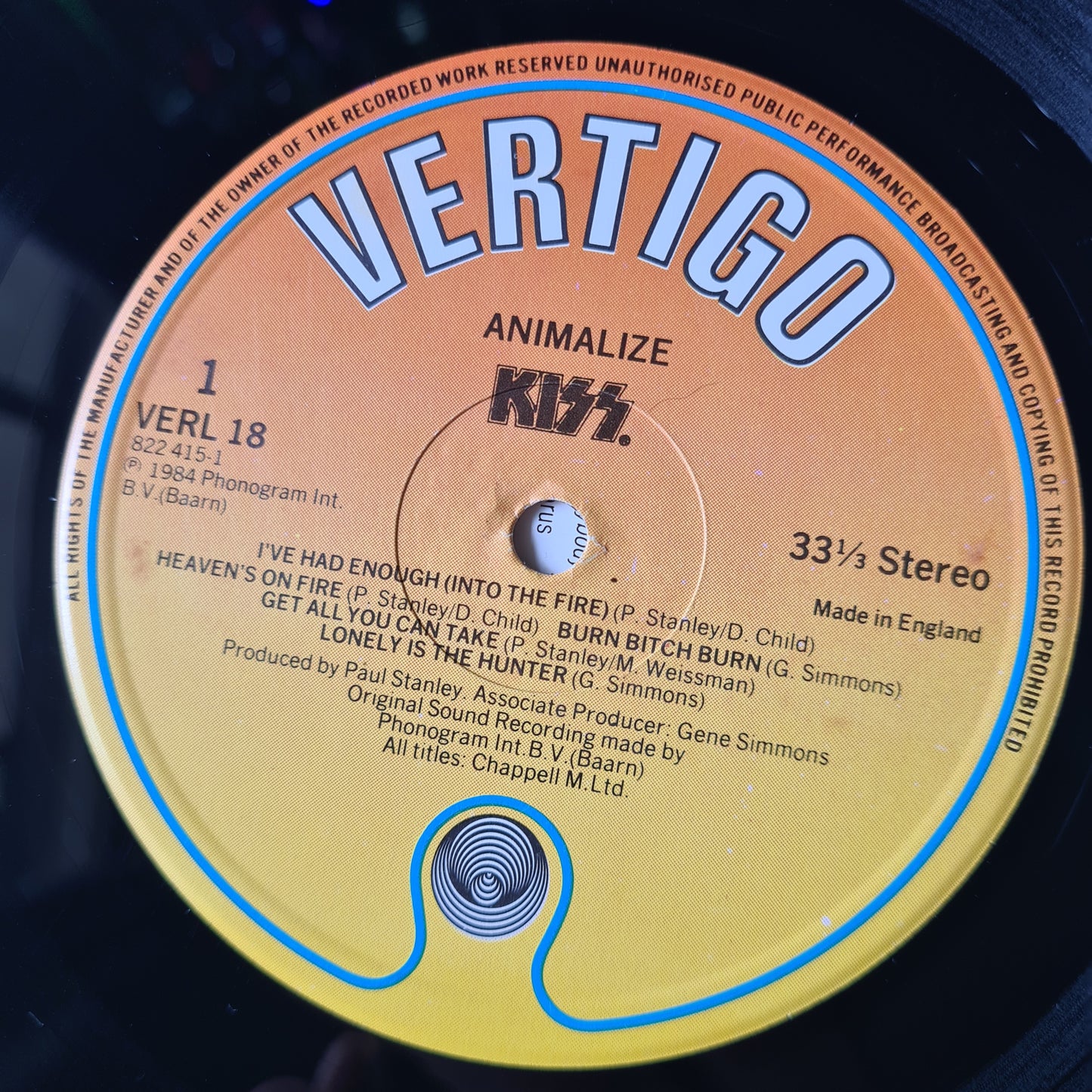 KISS – Animalize - 1984 UK pressing - Vinyl Record LP (near mint) - Sound Hound Records