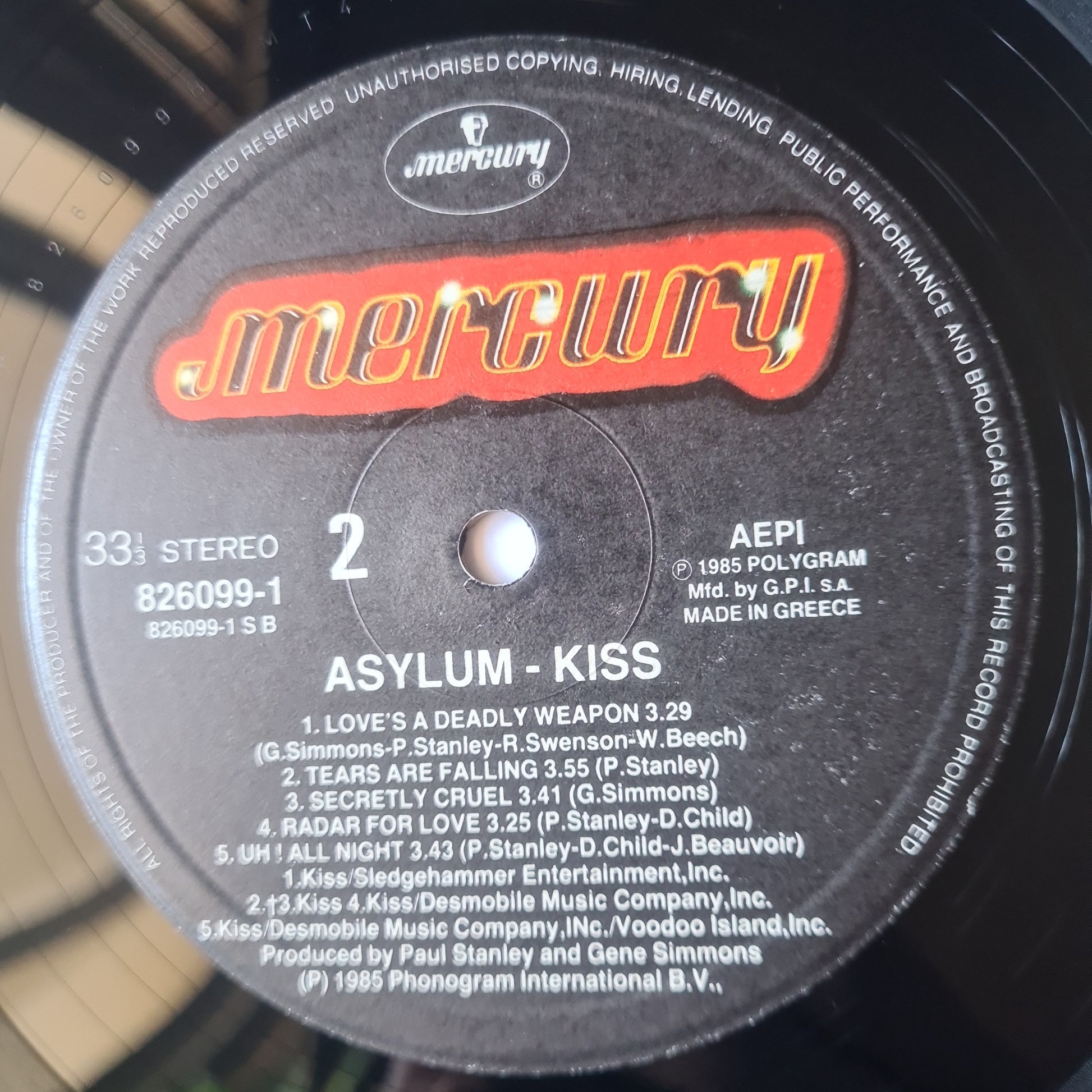 KISS – Asylum - 1985 (Greek Pressing) - Vinyl Record LP - Sound Hound Records