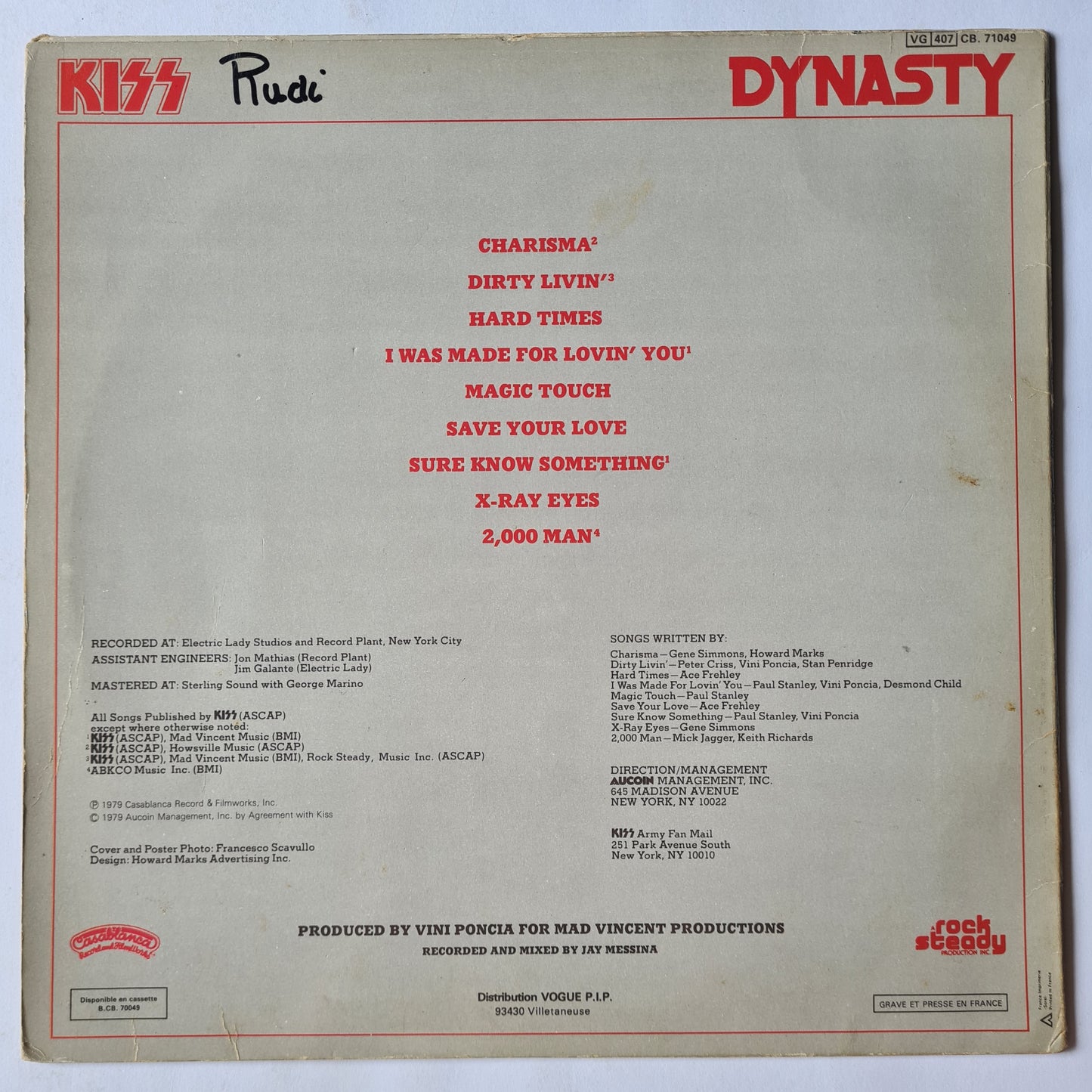 KISS – Dynasty - 1979 - (French Pressing) Vinyl Record LP - Sound Hound Records