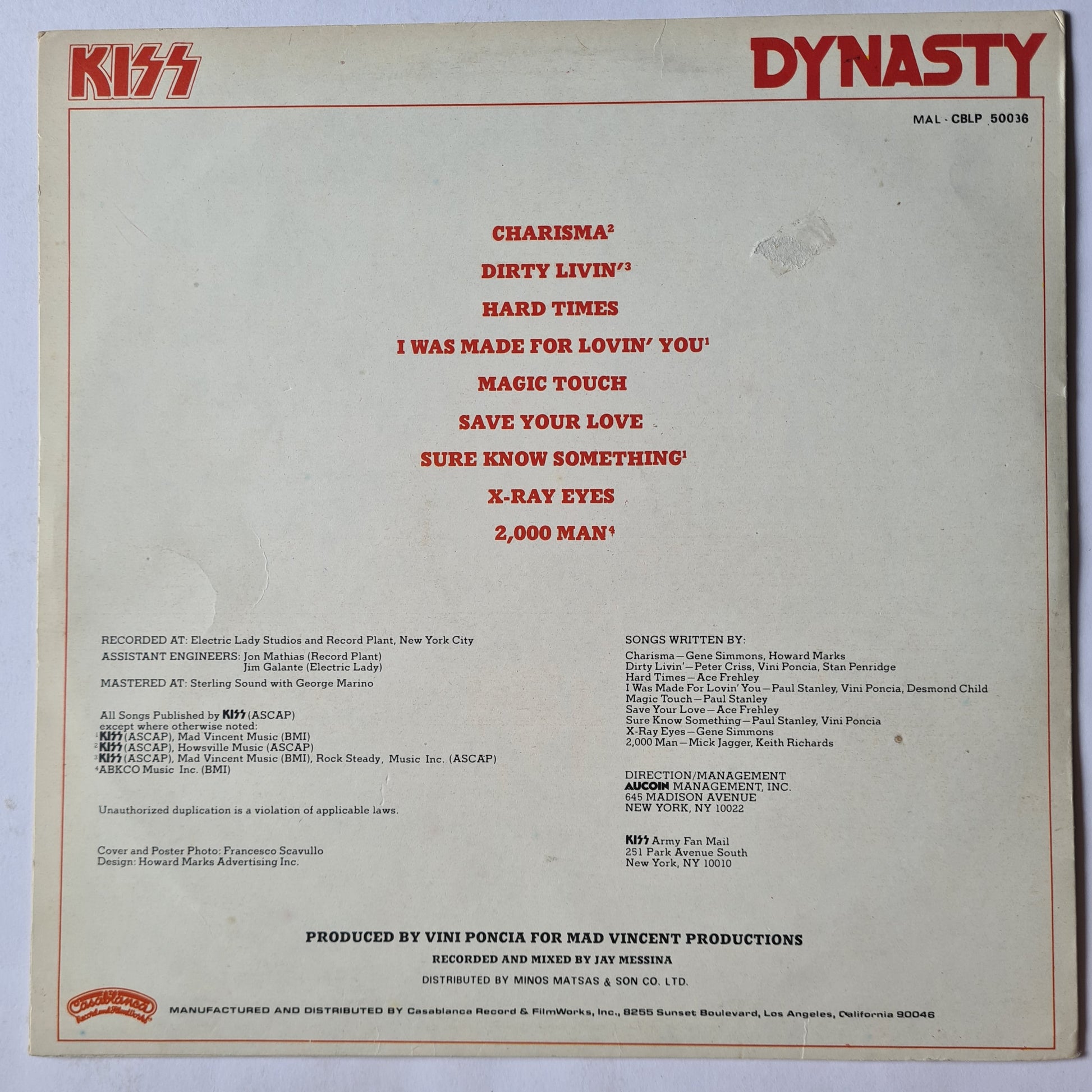 KISS – Dynasty - 1979 - (Greek Pressing) Vinyl Record LP - Sound Hound Records