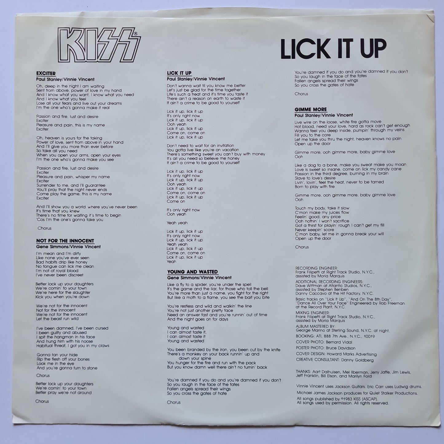 KISS – Lick It Up - 1983 USA pressing - Vinyl Record LP - Sound Hound Records