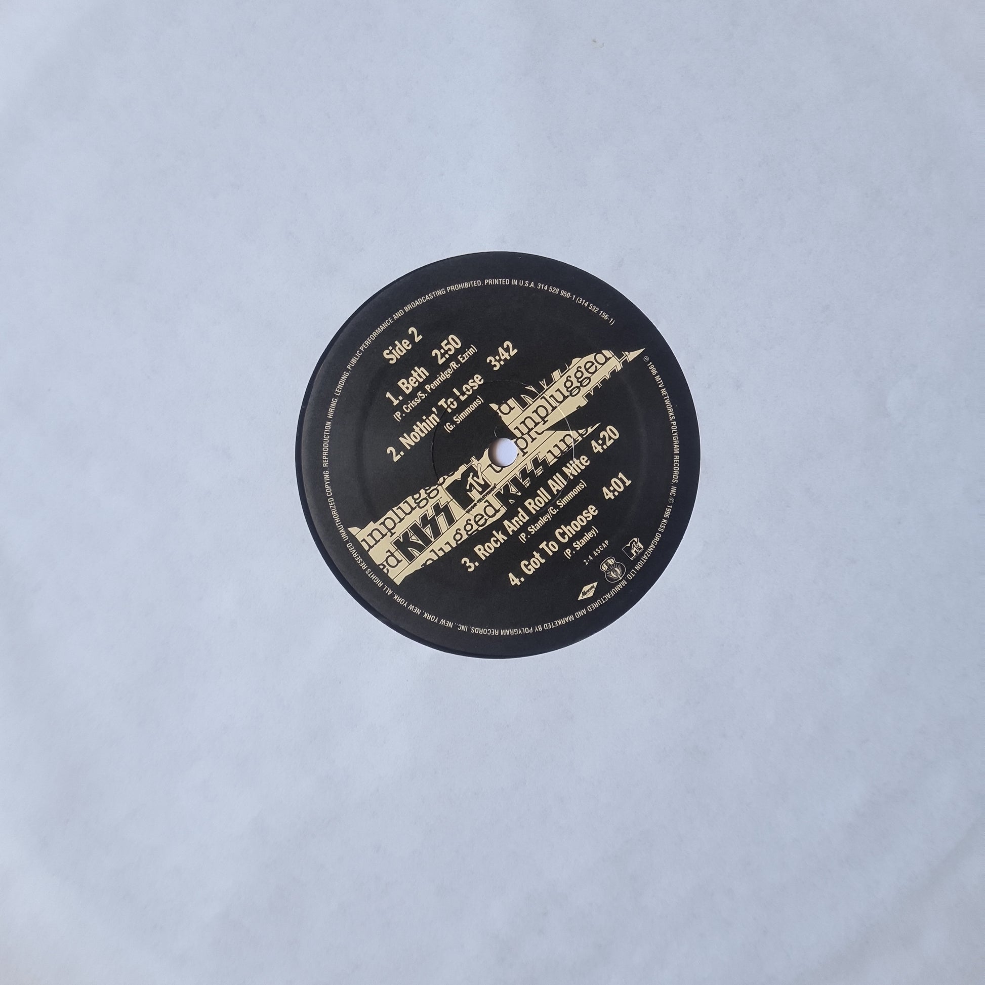 KISS – MTV Unplugged- 1996 (Original USA Pressing) - Vinyl Record 2LP - Sound Hound Records