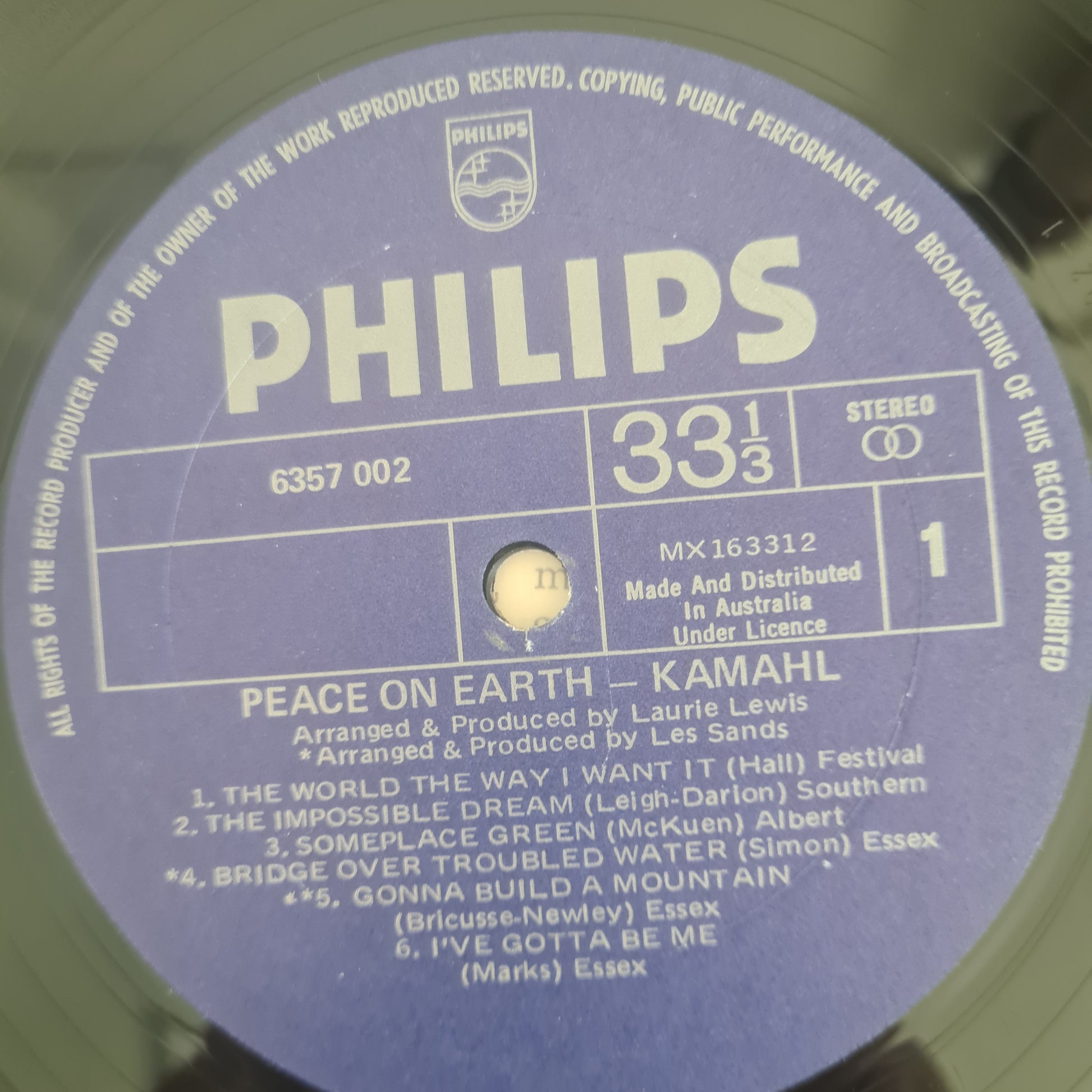 Kamahl – Peace On Earth (Xmas Album) - 1970 (1971 Australian reissue) - Vinyl Record LP - Sound Hound Records