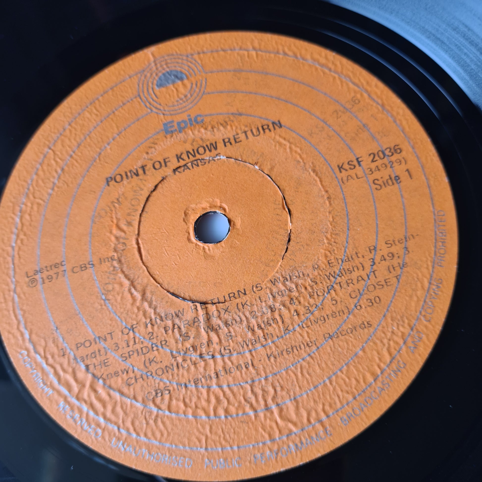 Kansas – Point Of Know Return - 1977 - Vinyl Record LP - Sound Hound Records