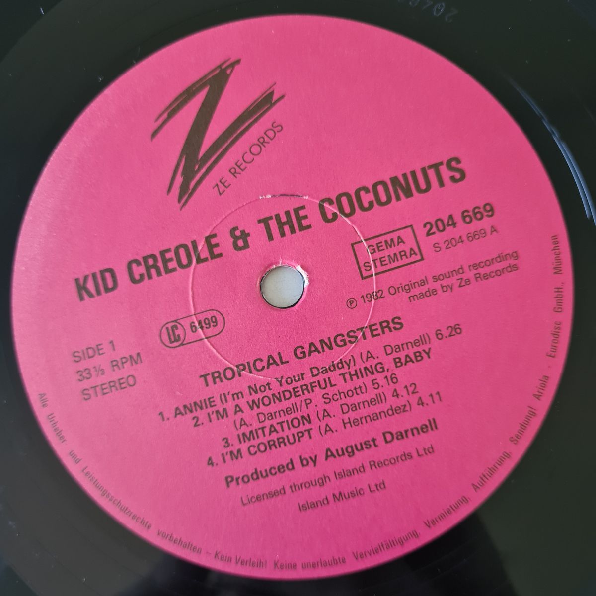 Kid Creole & The Coconuts – Tropical Gangsters - 1982 - Vinyl Record LP
