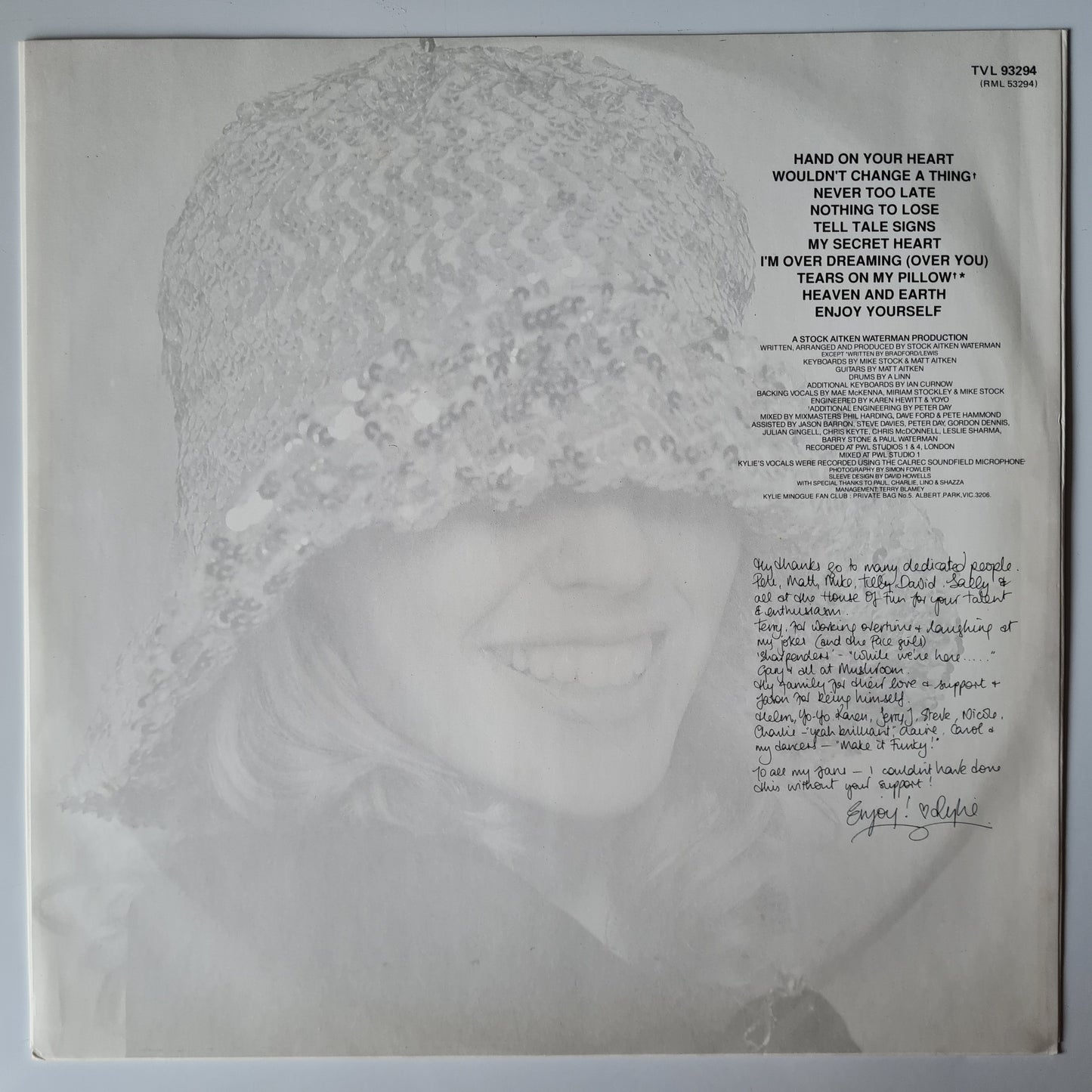 Kylie Minogue – Enjoy Yourself - 1989 - Vinyl Record LP - Sound Hound Records