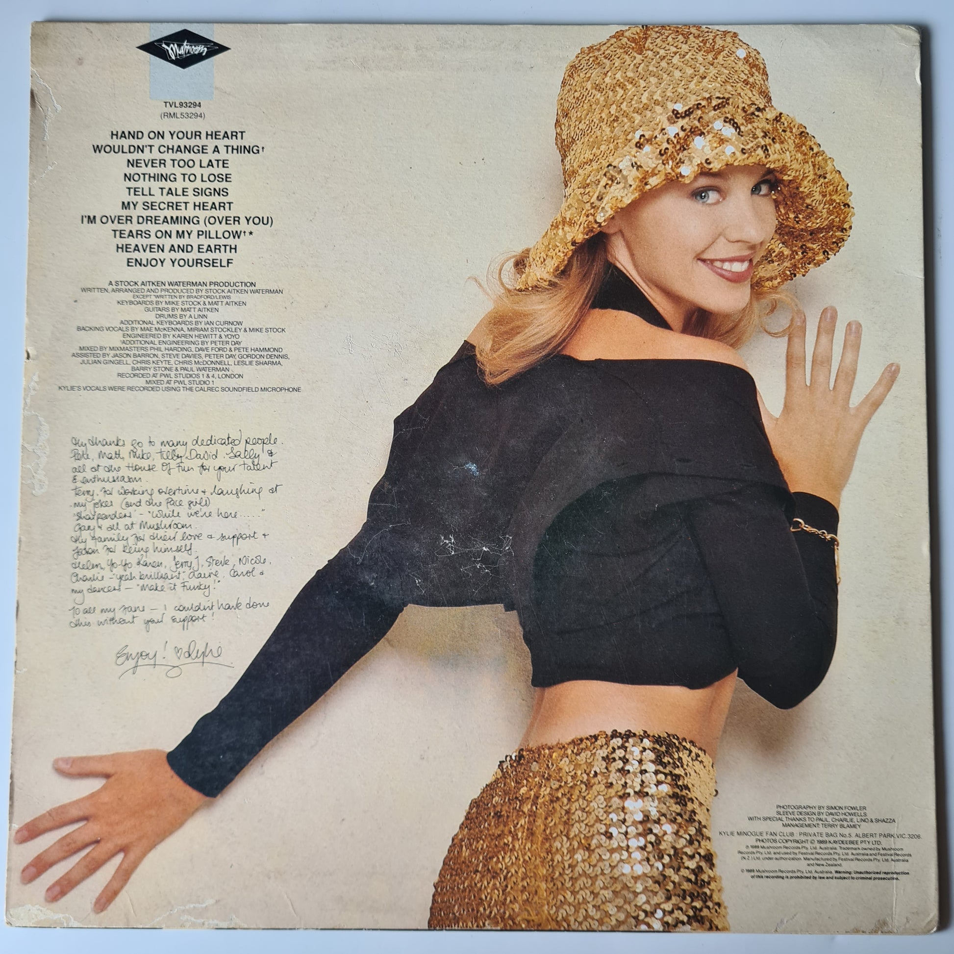 Kylie Minogue – Enjoy Yourself - 1989 - Vinyl Record LP - Sound Hound Records
