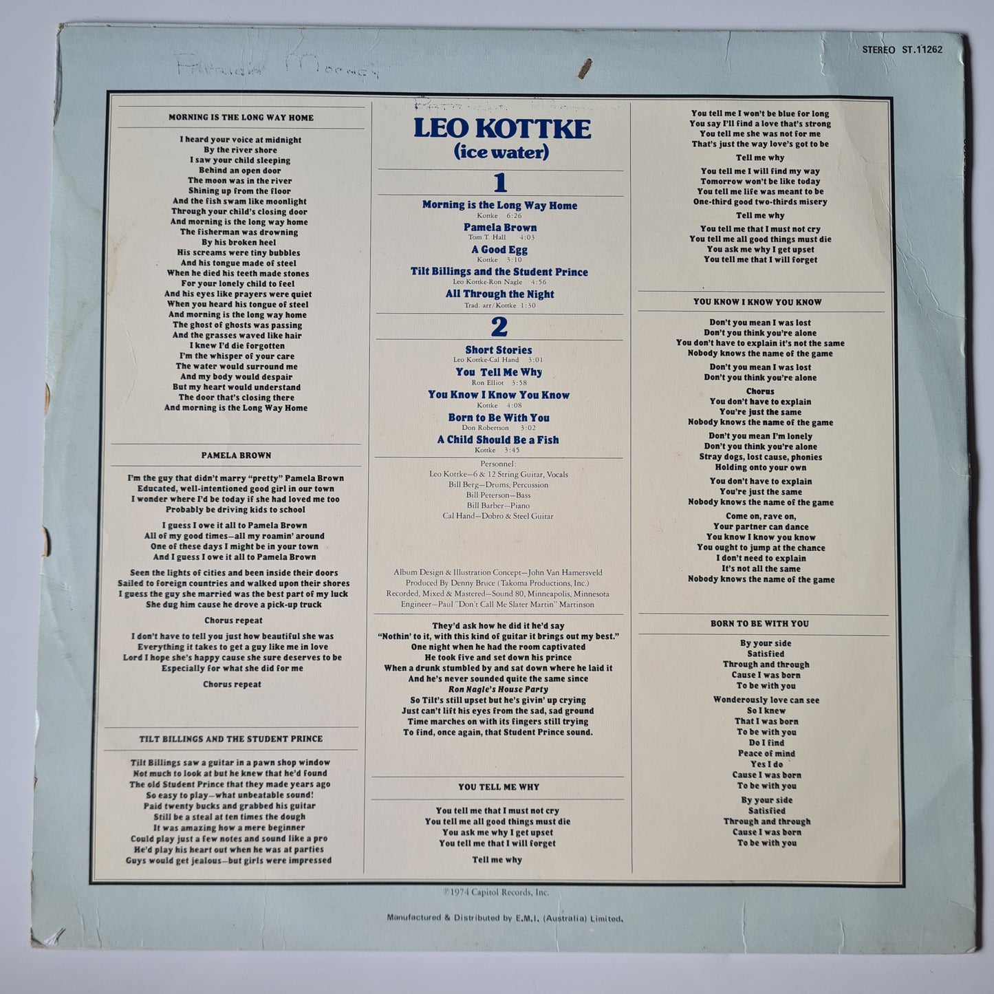 Leo Kottke – Ice Water - 1974 - Vinyl Record LP - Sound Hound Records