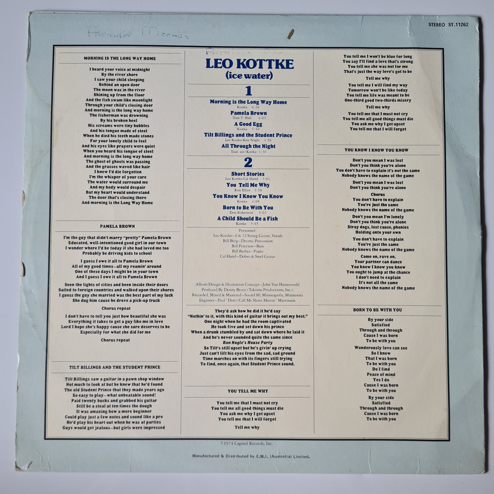 Leo Kottke – Ice Water - 1974 - Vinyl Record LP - Sound Hound Records