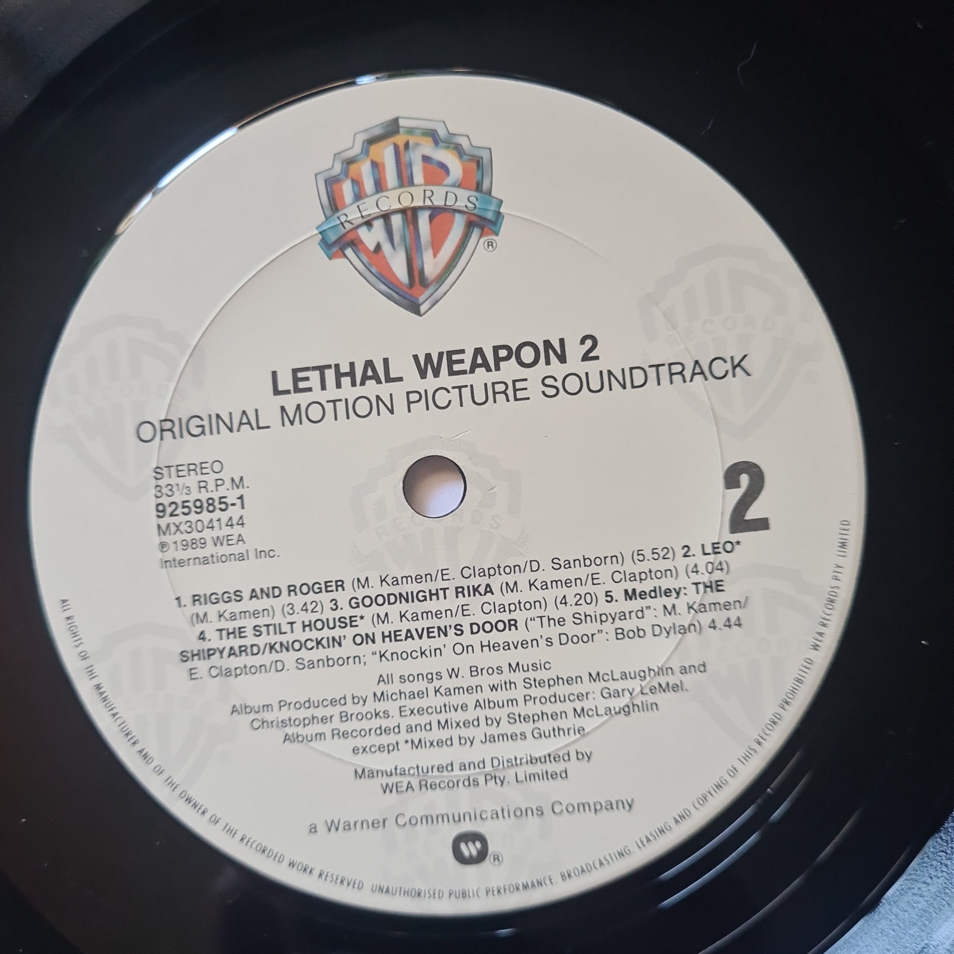 Lethal Weapon 2 (Eric Clapton, George Harrison) – Original Motion Picture Soundtrack - 1989 - Vinyl Record LP - Sound Hound Records