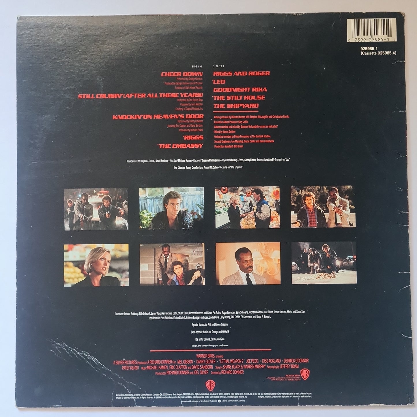 Lethal Weapon 2 (Eric Clapton, George Harrison) – Original Motion Picture Soundtrack - 1989 - Vinyl Record LP - Sound Hound Records