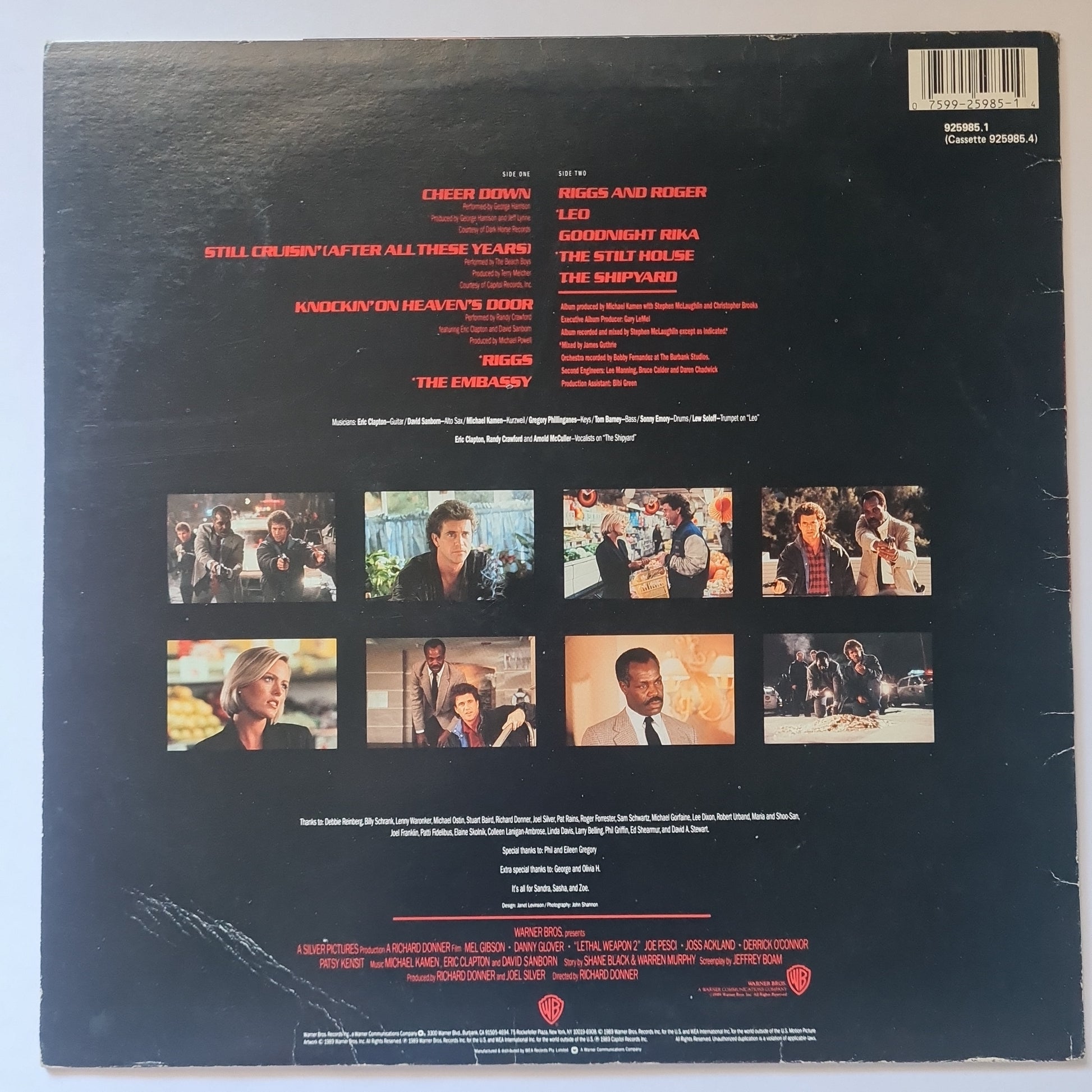 Lethal Weapon 2 (Eric Clapton, George Harrison) – Original Motion Picture Soundtrack - 1989 - Vinyl Record LP - Sound Hound Records