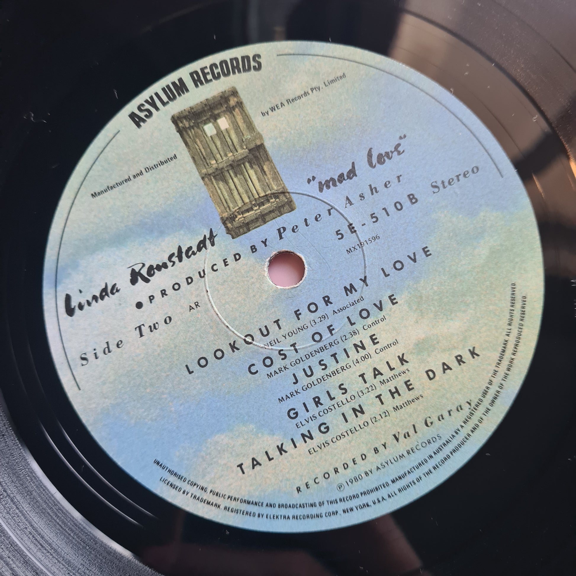 Linda Ronstadt – Mad Love - 1980 - Vinyl Record LP - Sound Hound Records
