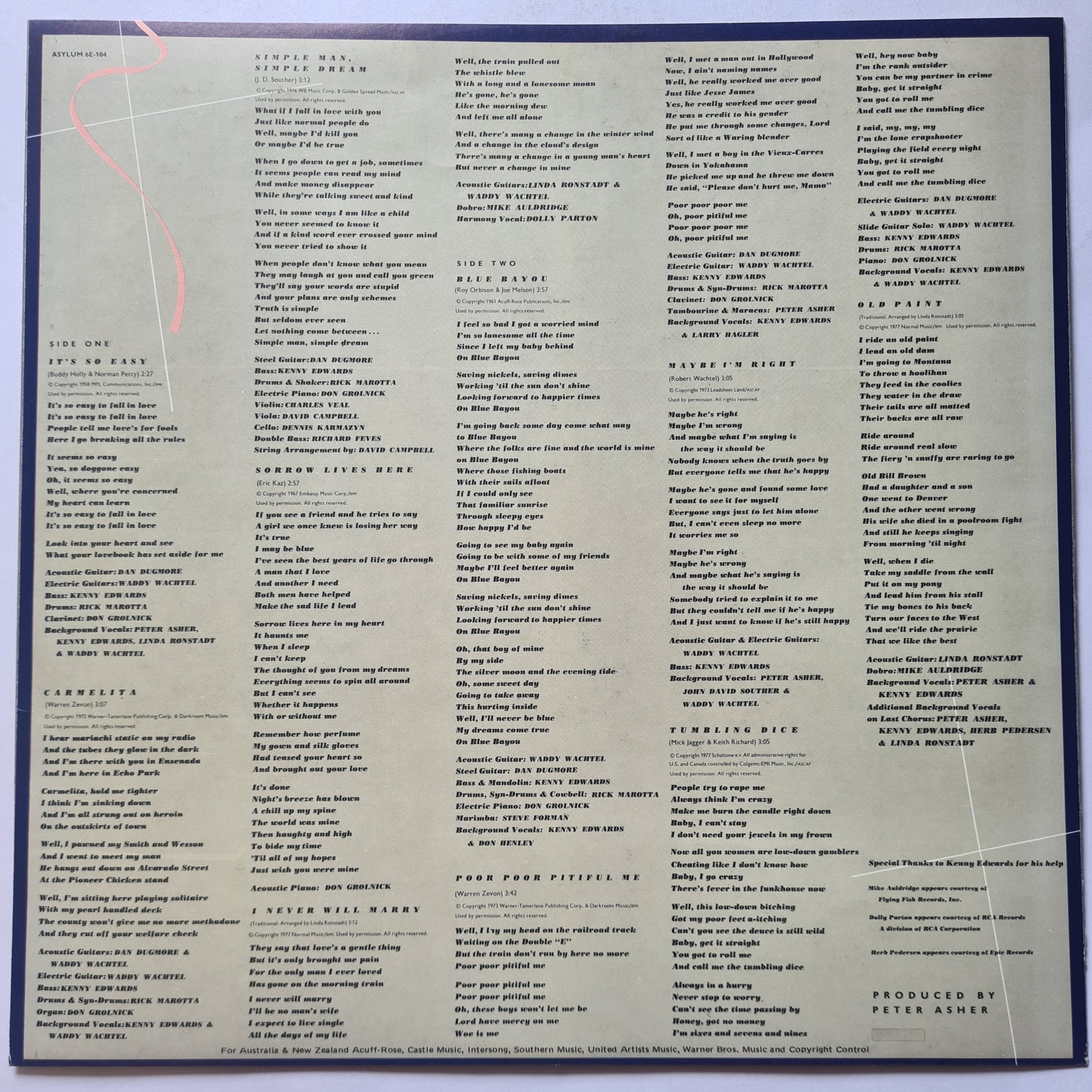 Linda Ronstadt – Simple Dreams - 1977 (Gatefold) - Vinyl Record LP (near mint) - Sound Hound Records