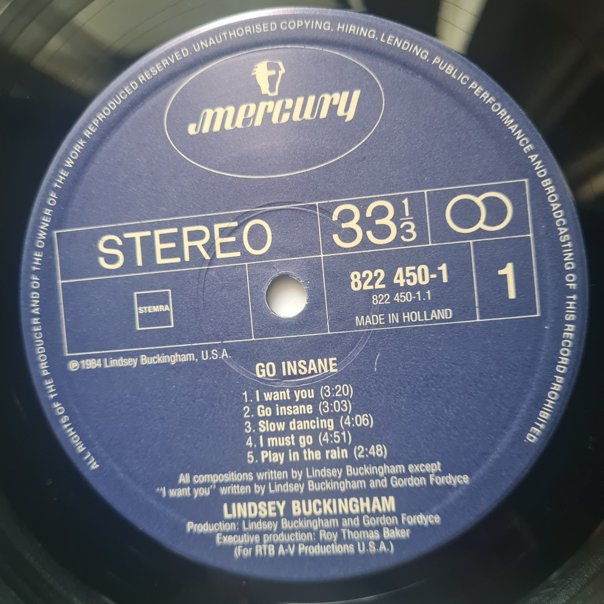 Lindsey Buckingham (Fleetwood Mac) – Go Insane - 1984 - Vinyl Record LP - Sound Hound Records