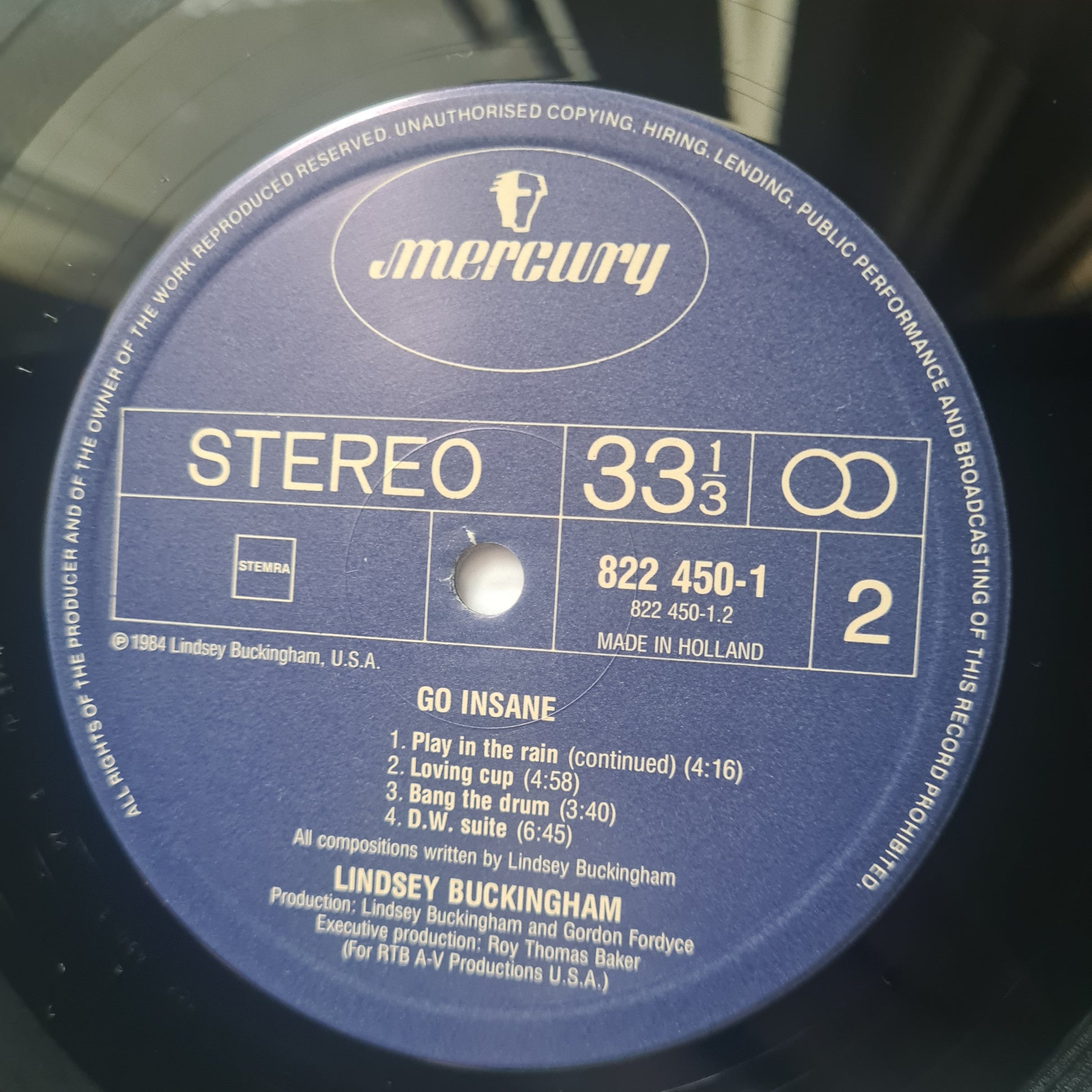 Lindsey Buckingham (Fleetwood Mac) – Go Insane - 1984 - Vinyl Record LP - Sound Hound Records