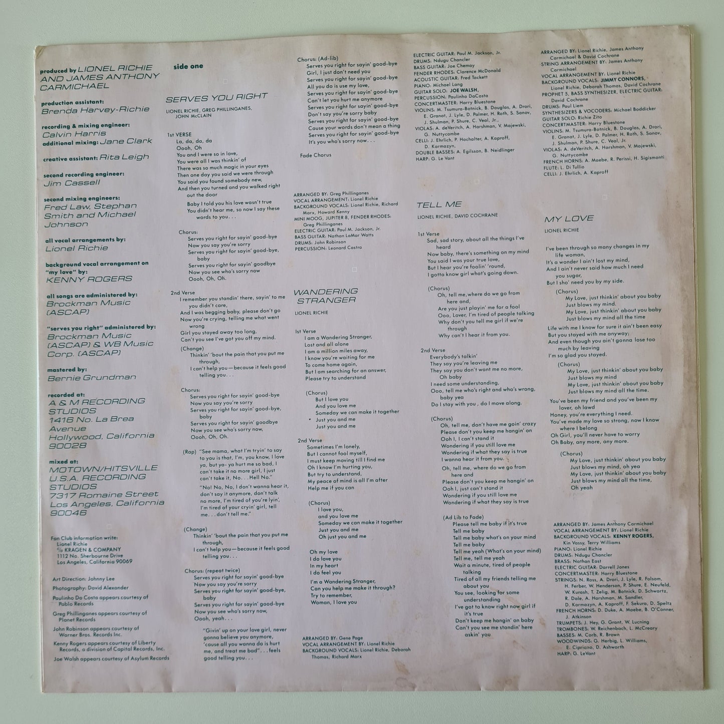 Lionel Richie – Lionel Richie - 1982 (Gatefold) - Vinyl Record LP - Sound Hound Records