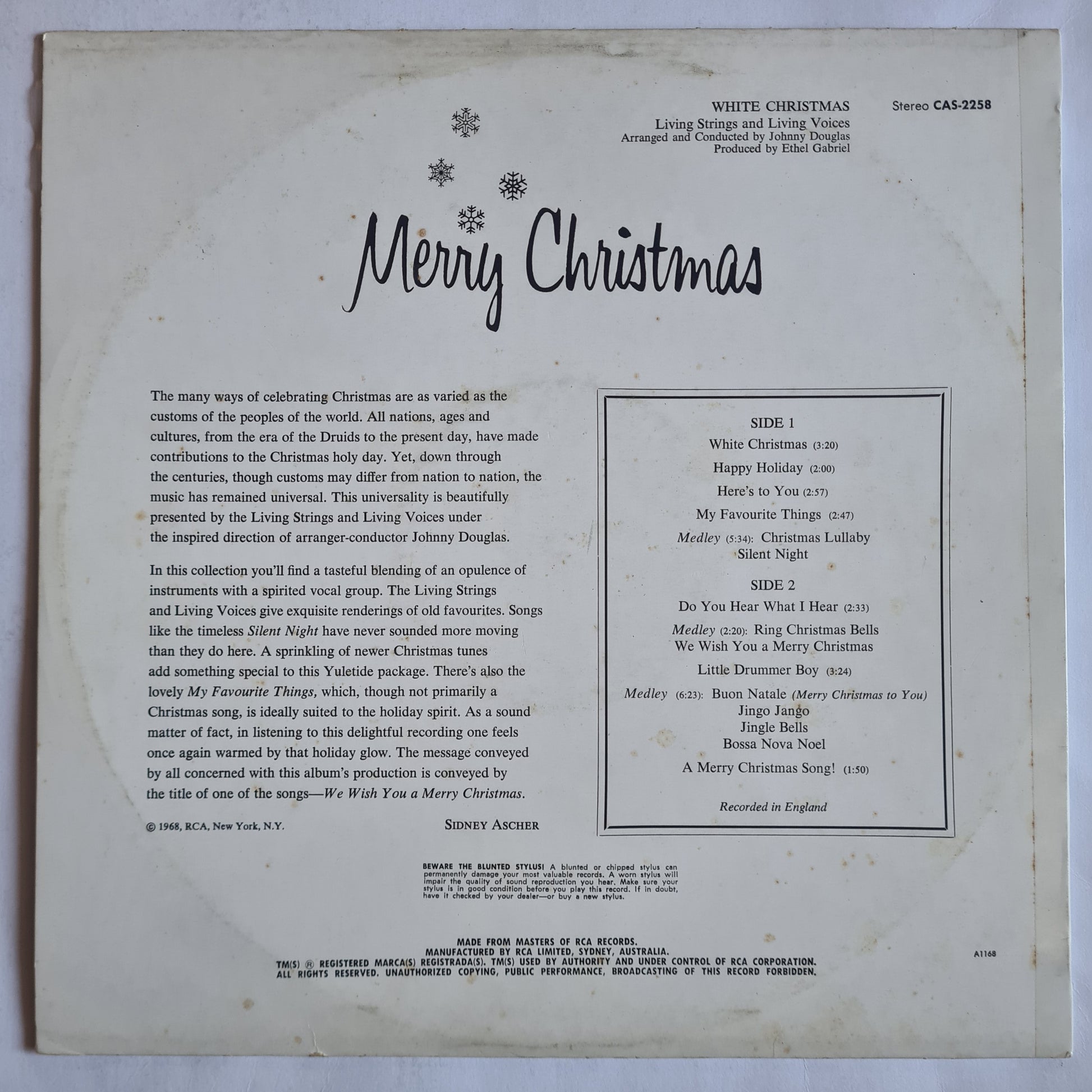 Living Strings & Living Voices – White Christmas - 1981 - Vinyl Record LP - Sound Hound Records