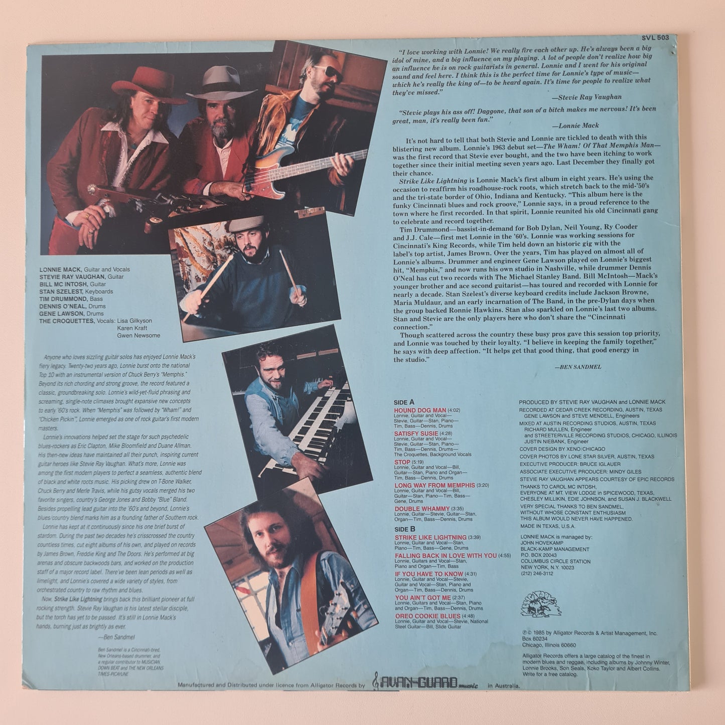 Lonnie Mack & Stevie Ray Vaughan – Strike Like Lightning - 1985 - Vinyl Record LP - Sound Hound Records