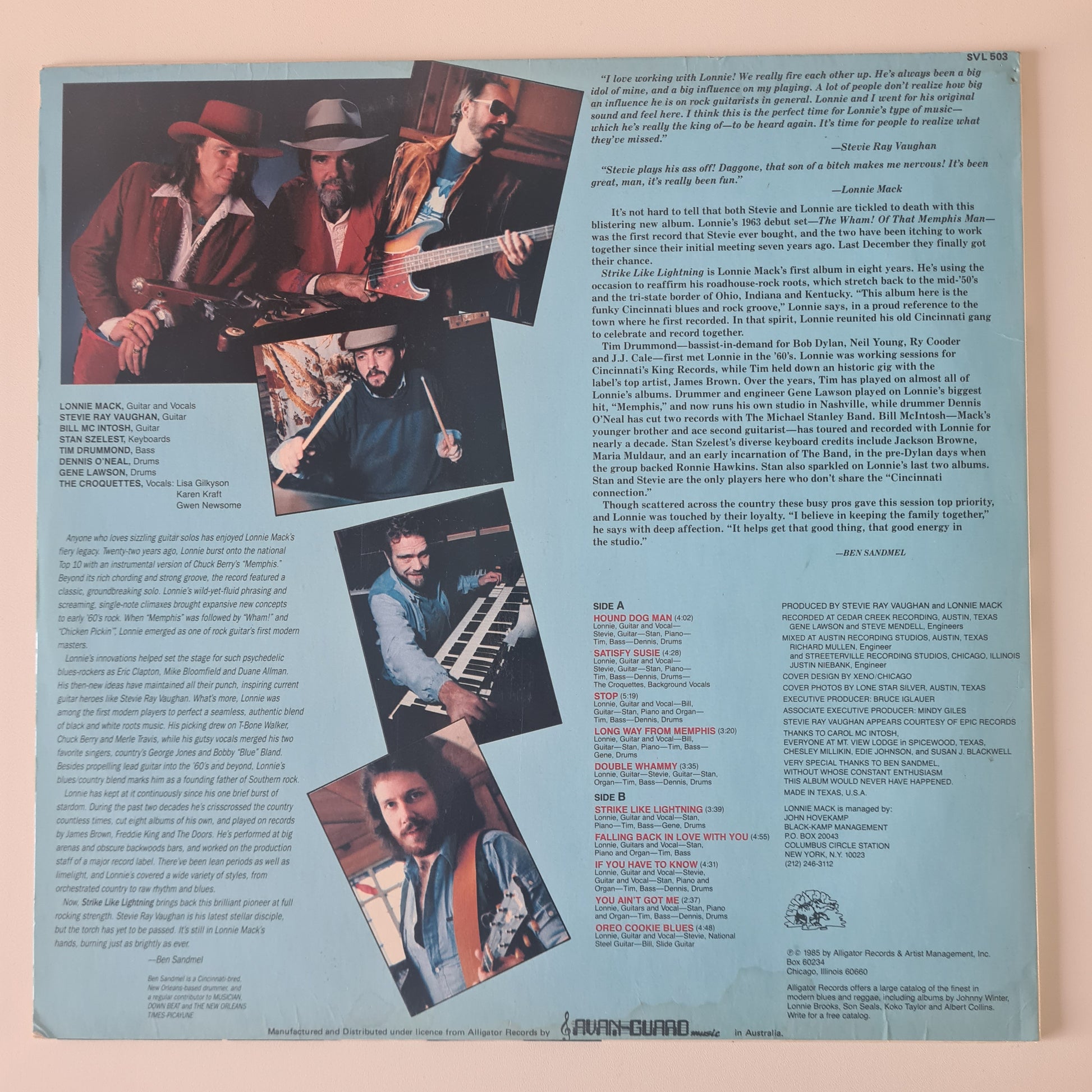 Lonnie Mack & Stevie Ray Vaughan – Strike Like Lightning - 1985 - Vinyl Record LP - Sound Hound Records