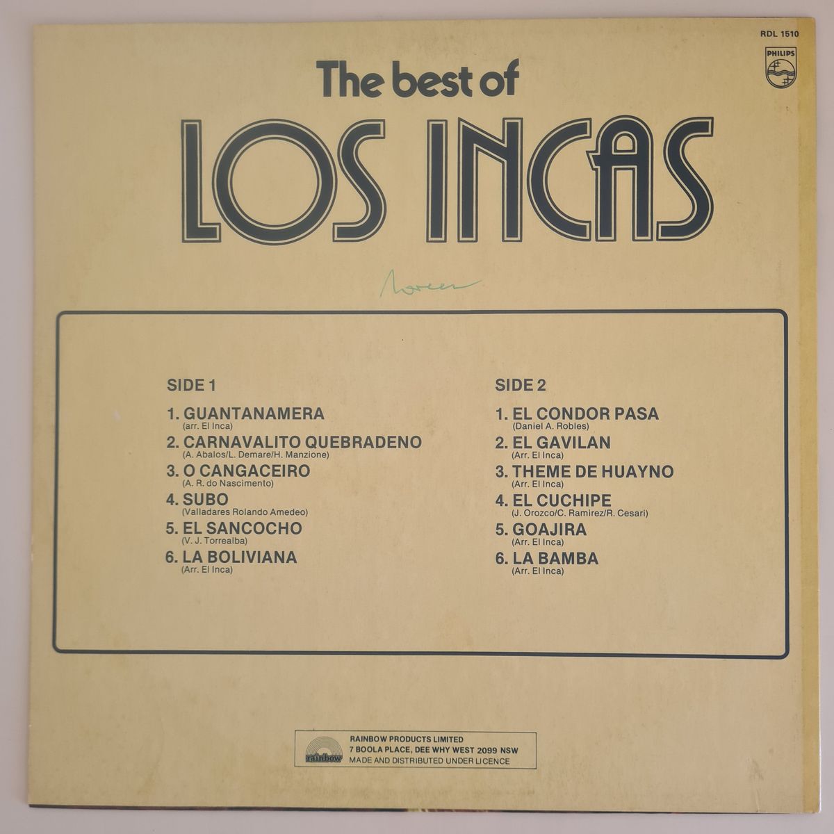 Los Incas – The Best Of Los Incas - 1979 - Vinyl Record LP