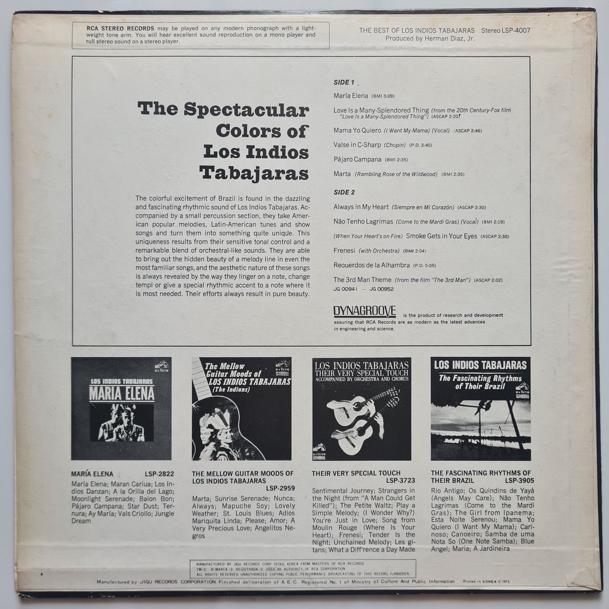 Los Indios Tabajaras – The Best Of - 1968 (USA Pressing) - Vinyl Record LP 🇧🇷