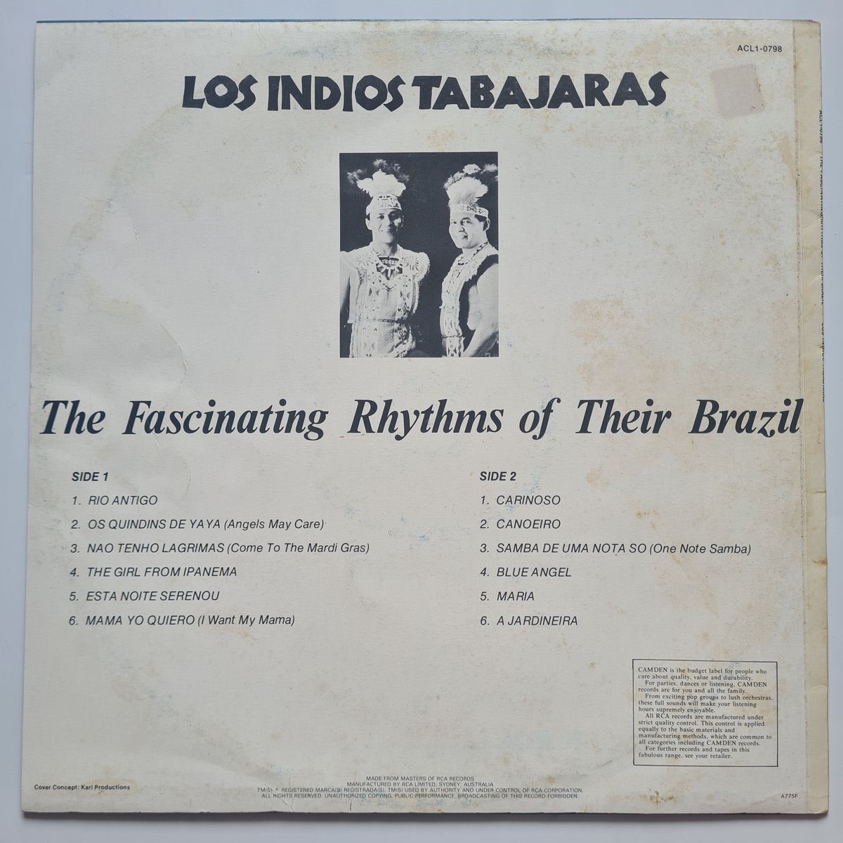 Los Indios Tabajaras – The Fascinating Rhythms Of Their Brazil - 1975 - Vinyl Record LP 🇧🇷