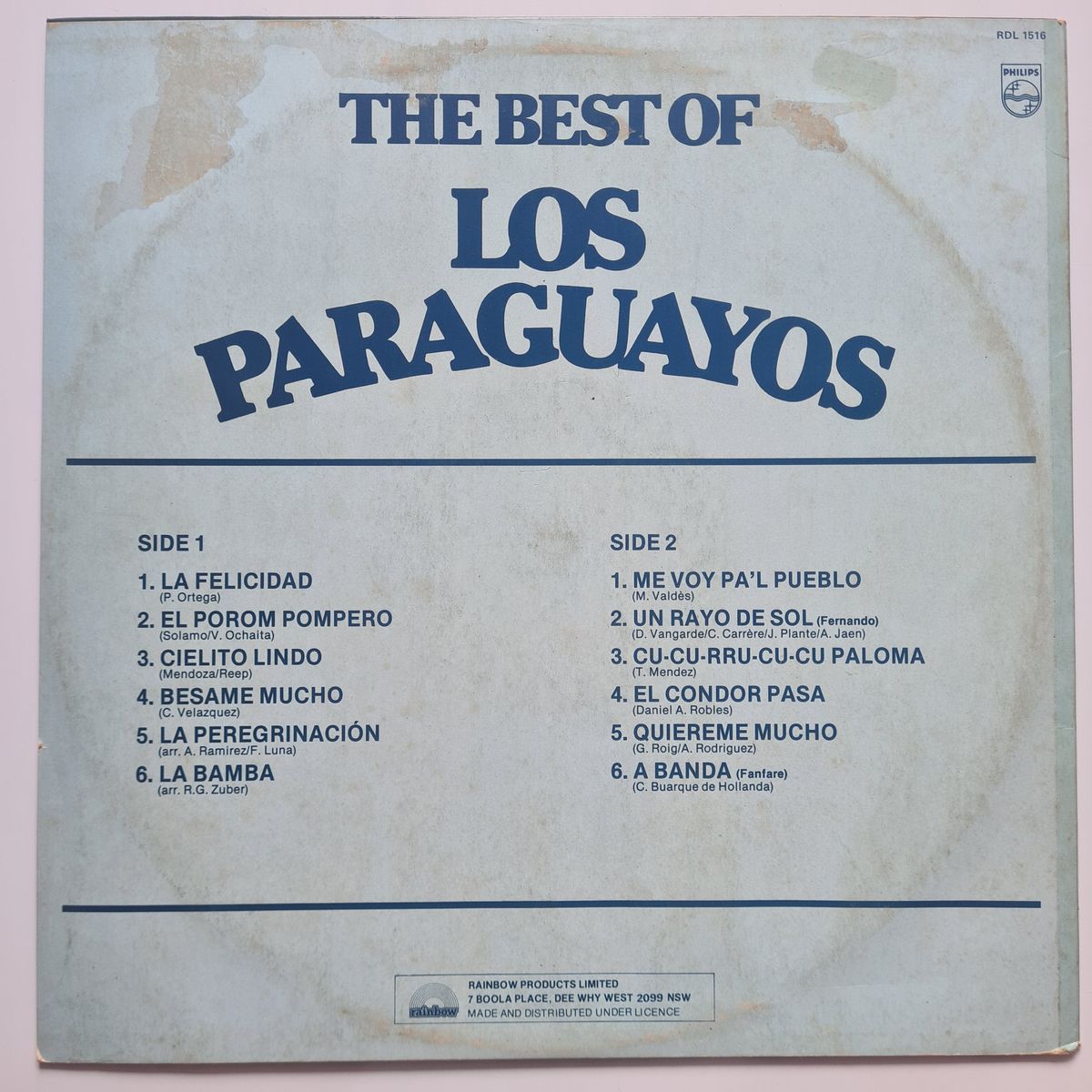 Los Paraguayos–  The Best Of Los Paraguayos - 1979 - Vinyl Record LP