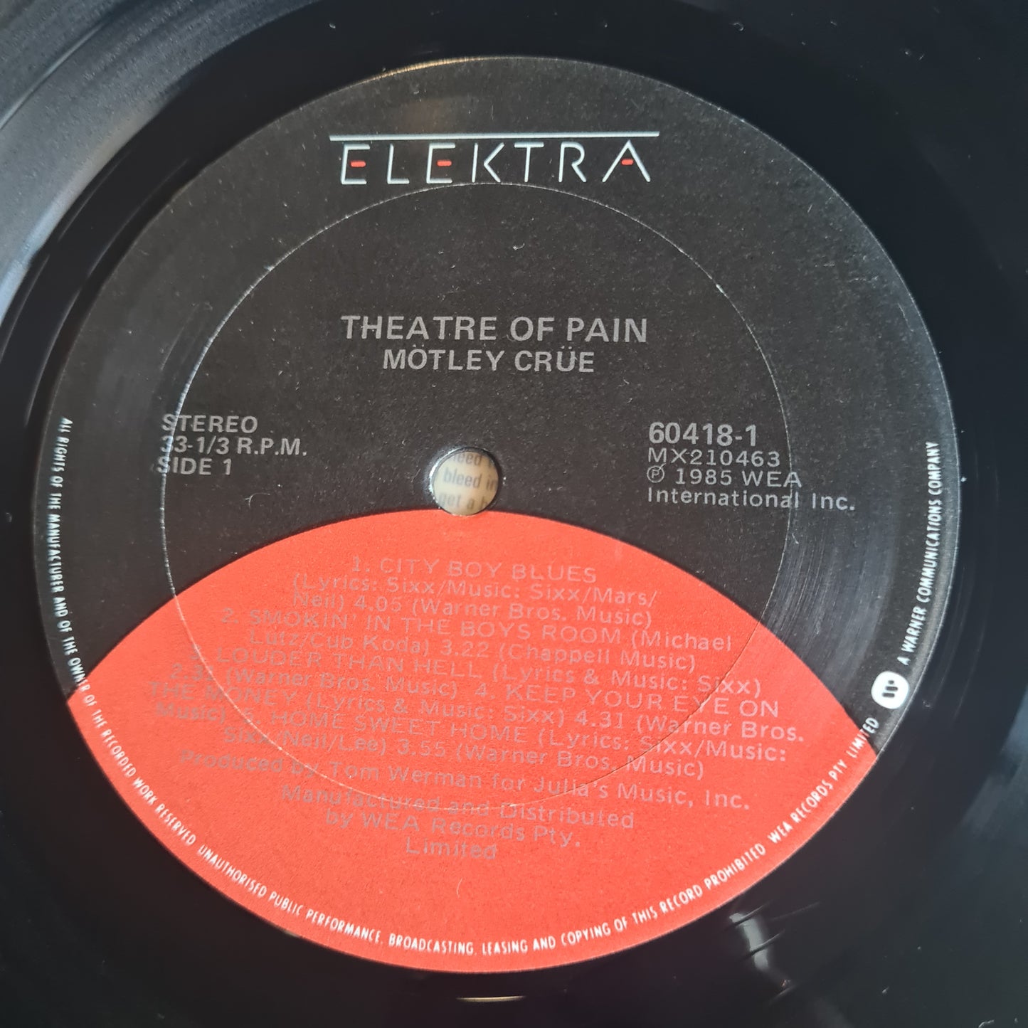 Mötley Crüe – Theatre Of Pain - 1985 (Australian Pressing) - Vinyl Record LP - Sound Hound Records