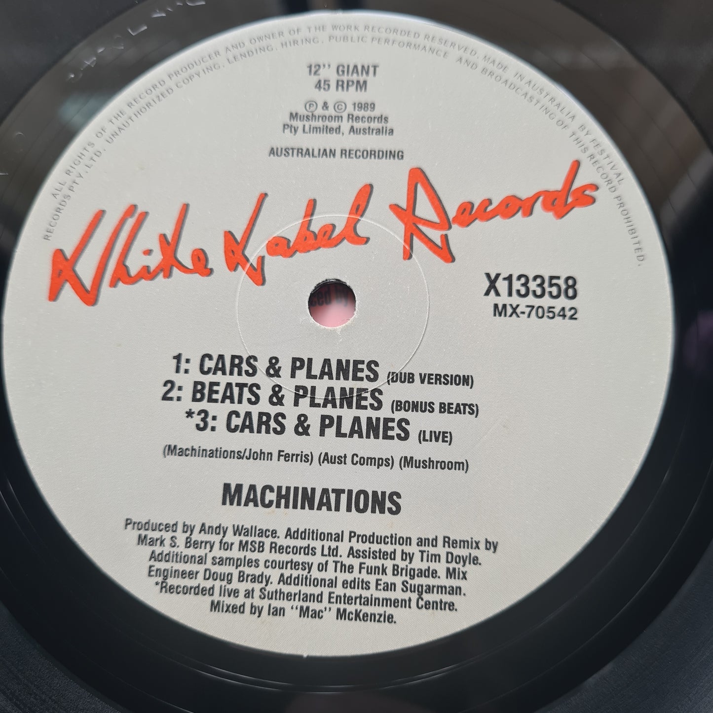 Machinations – Cars & Planes - 1989 - Vinyl Record EP - Sound Hound Records