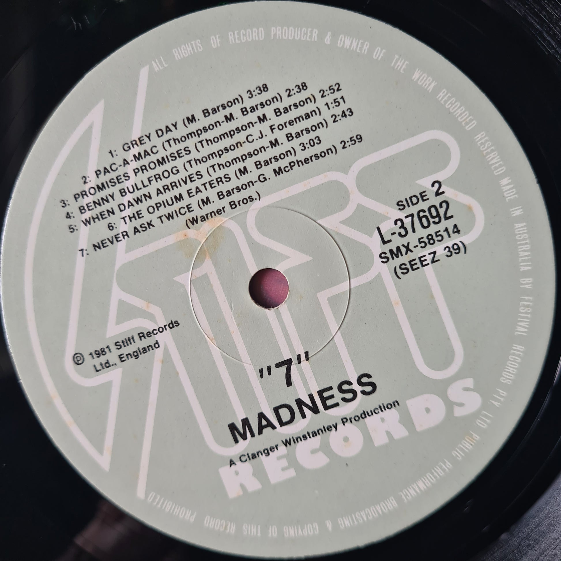 Madness – 7 - 1981 - Vinyl Record LP - Sound Hound Records