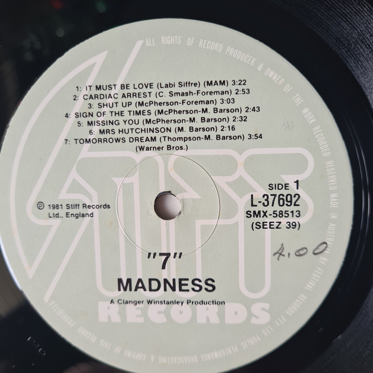 Madness – 7 - 1981 - Vinyl Record LP - Sound Hound Records