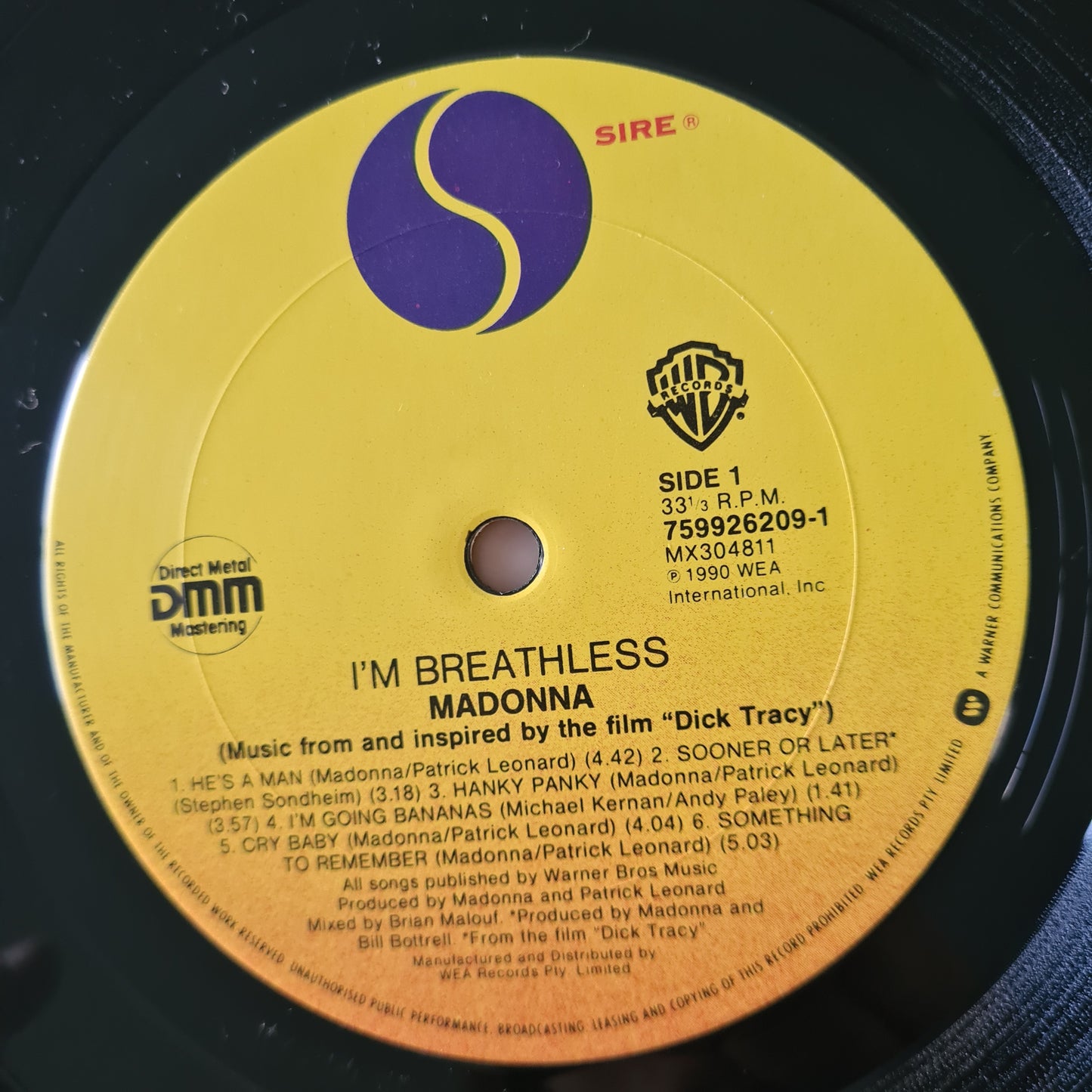Madonna – I'm Breathless (Music From And Inspired By The Film Dick Tracy) - 1990 - Vinyl Record LP - Sound Hound Records