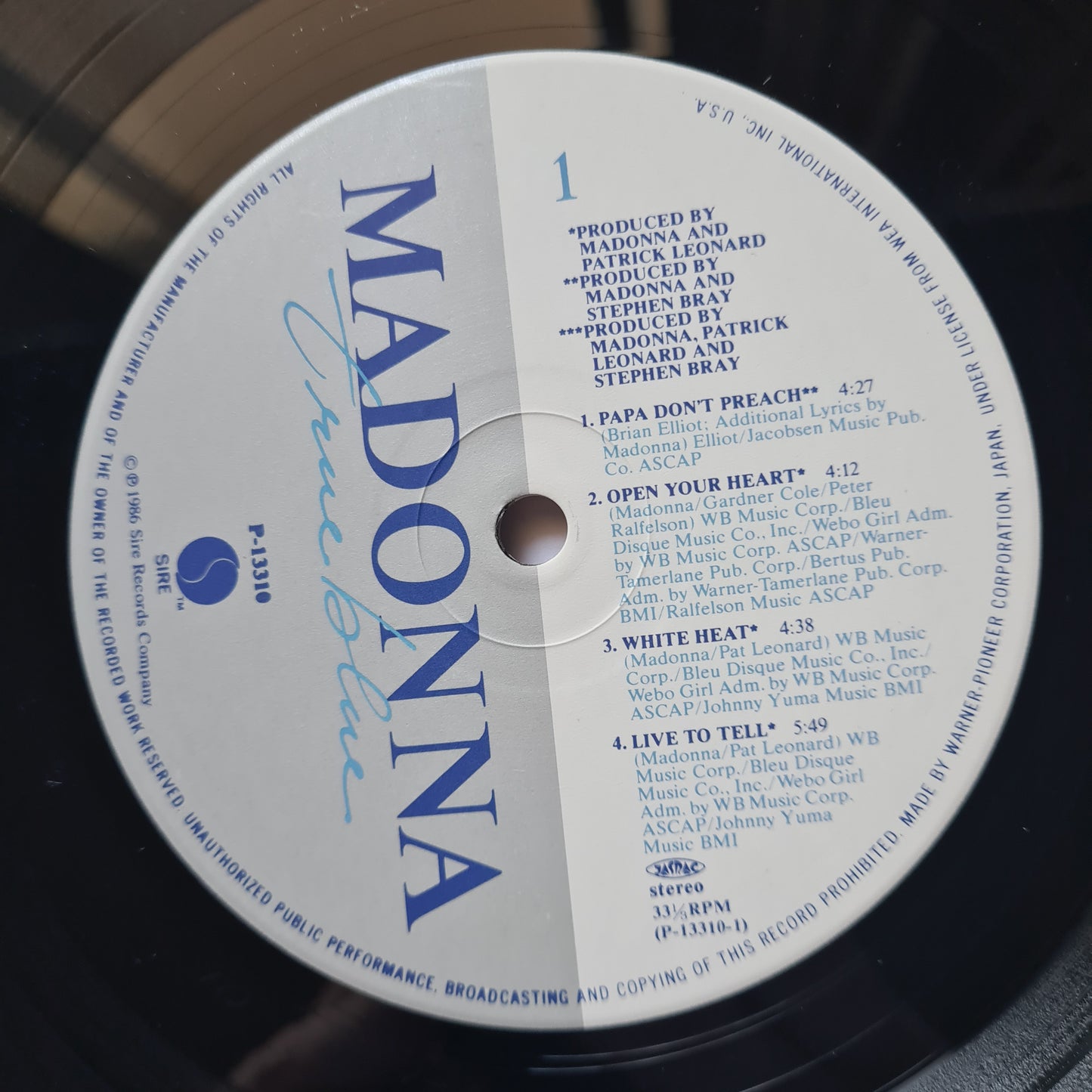 Madonna – True Blue - 1986 (Japanese Pressing) - Vinyl Record LP - Sound Hound Records