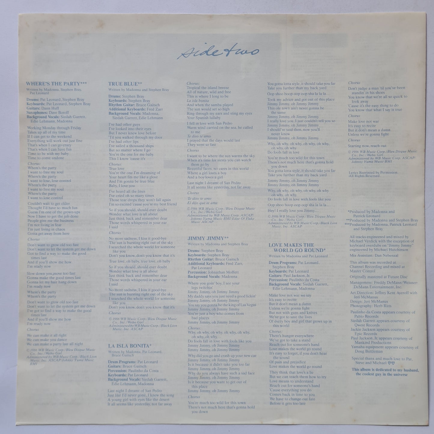 Madonna – True Blue - 1986 (Japanese Pressing) - Vinyl Record LP - Sound Hound Records