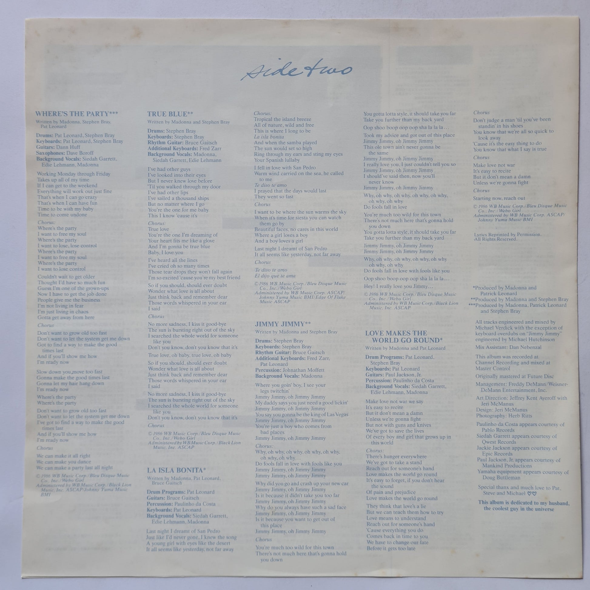 Madonna – True Blue - 1986 (Japanese Pressing) - Vinyl Record LP - Sound Hound Records
