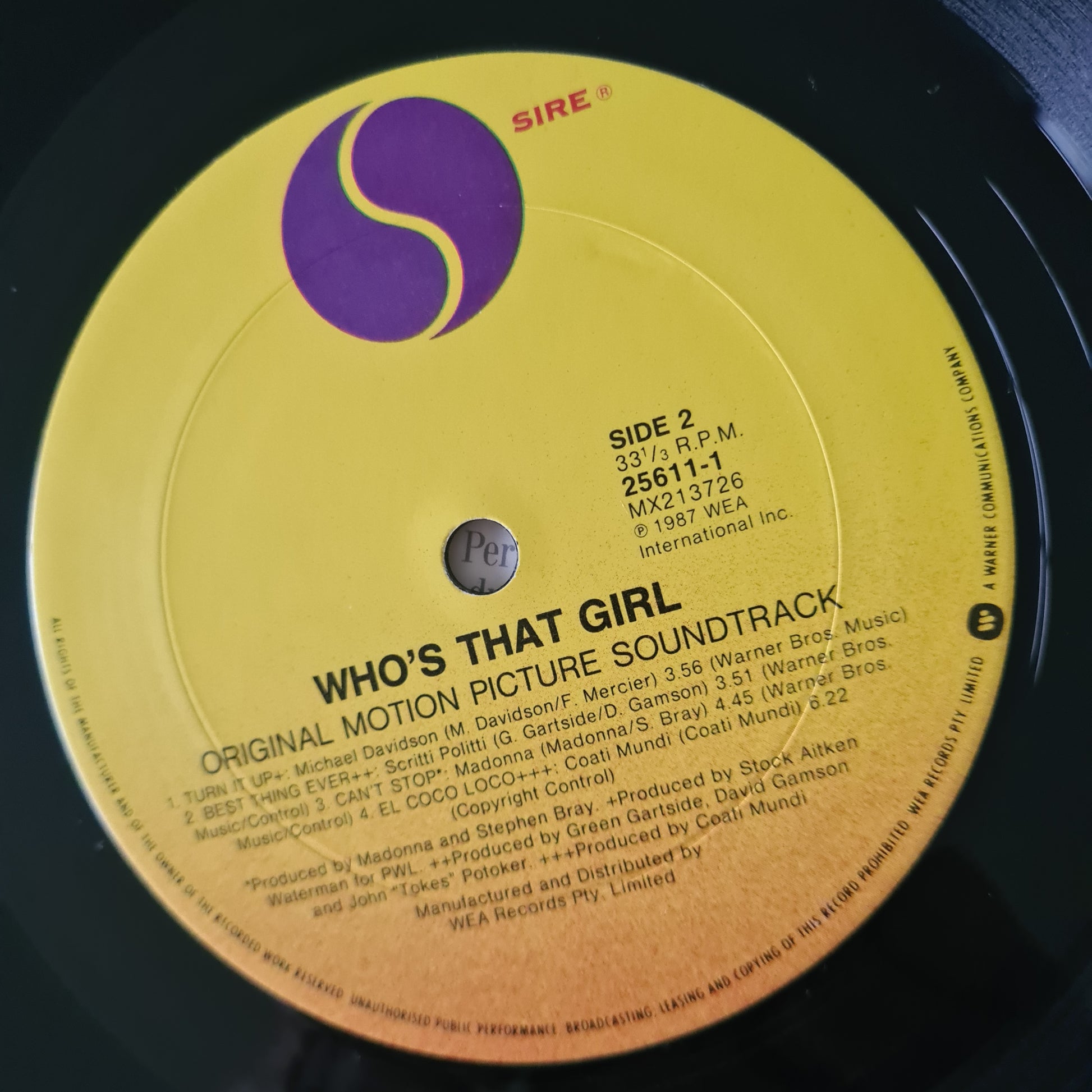 Madonna – Who's That Girl (Original Motion Picture Soundtrack) - 1987 - Vinyl Record LP - Sound Hound Records